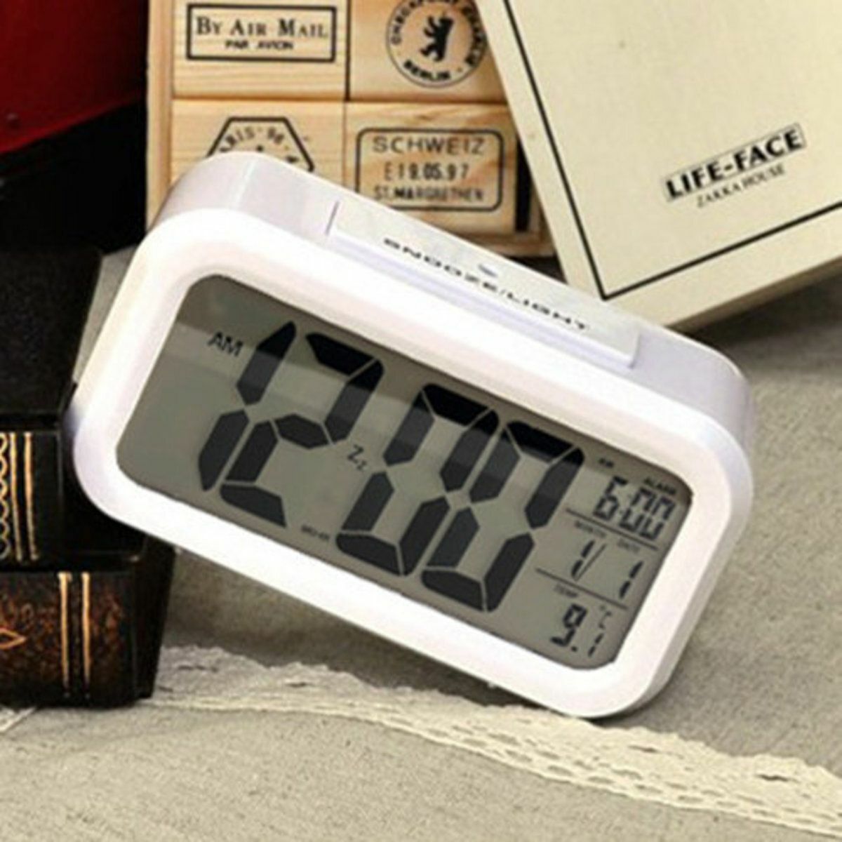 Popular Japanese style simple large screen electronic alarm clock Alarm Clock LED clock thermometer digital clock light controlled smart clock electronic clock electronic clock white desk alarm clock