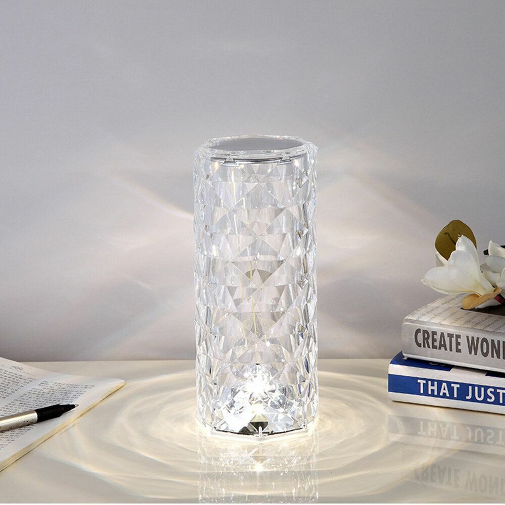 Hotly recommended crystal table lamp, bedroom rose lamp, diamond gates line, ambient light, night light, rose crystal table lamp, large rose lamp, three-color charging model