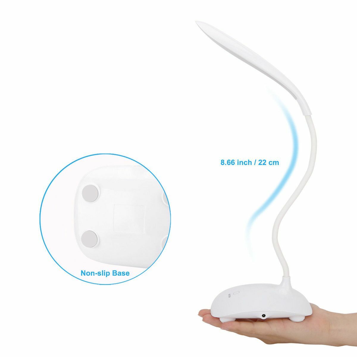 Hot Rechargeable LED Reading Lamp Portable Standing Lamp Eye Protection Table Lamp Bedside Night Light 3 Brightness Modes Adjustable to Different Angle