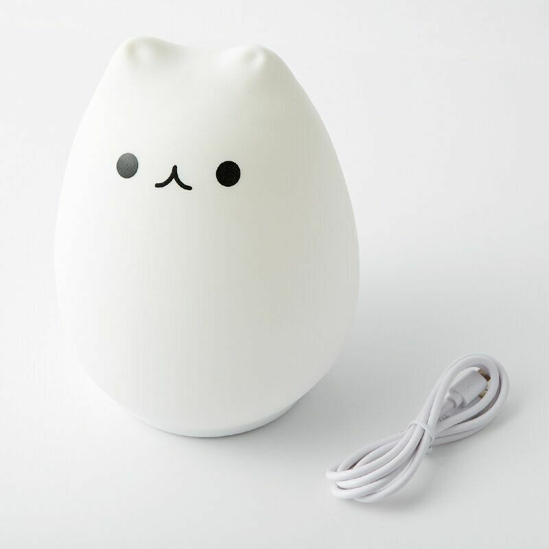 Popular Color Changing Cat Soft Night Light LED Children's Night Light Cute Cat Lamp 7 Breathing Modes Pat Switch Control USB Charging Lighting USB Lighting Bedside Lamp Atmosphere Light