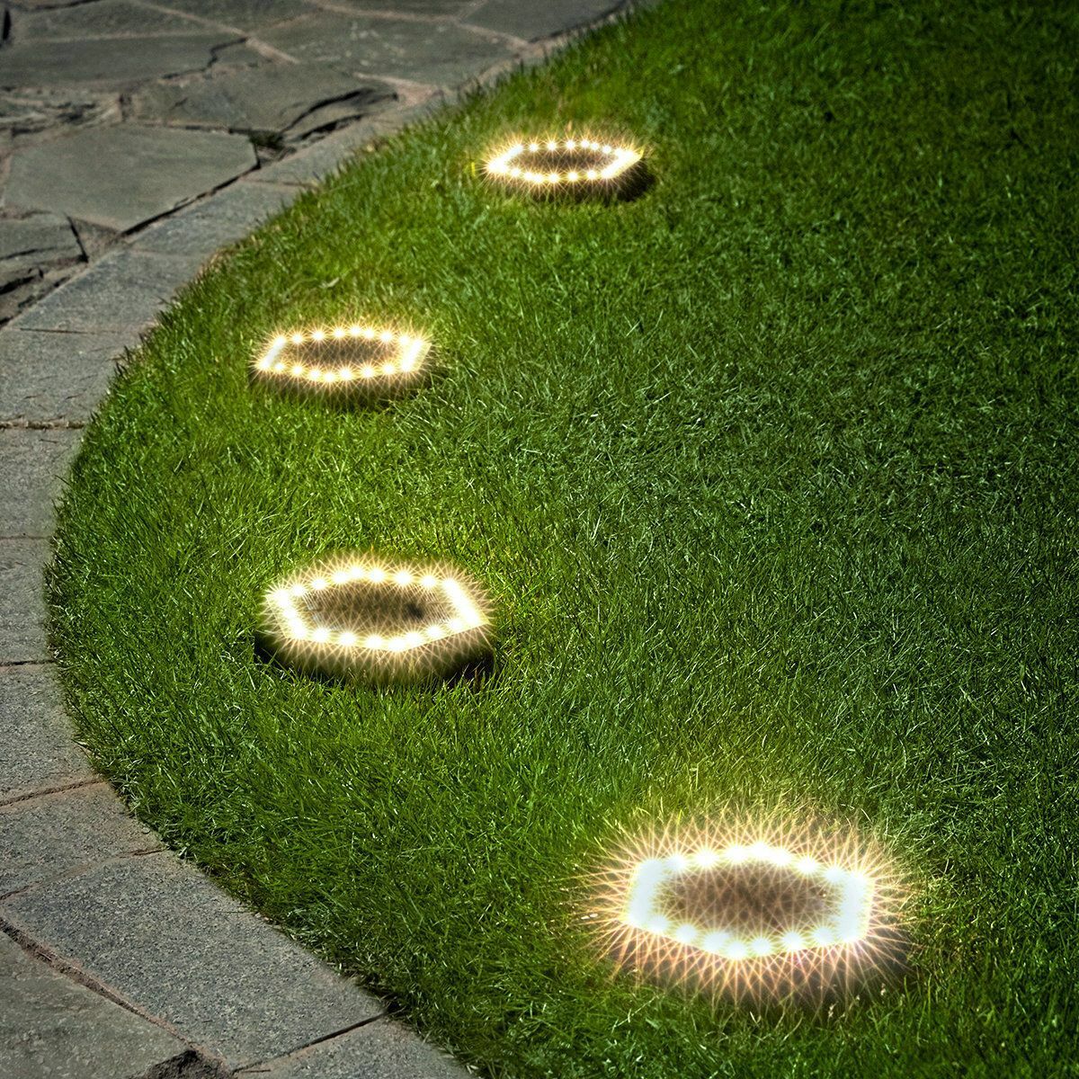 Popular solar hexagonal ground spotlights, floor lights, terraces, passage lawns, village house lighting, ground outdoor landscape lighting, solar lights