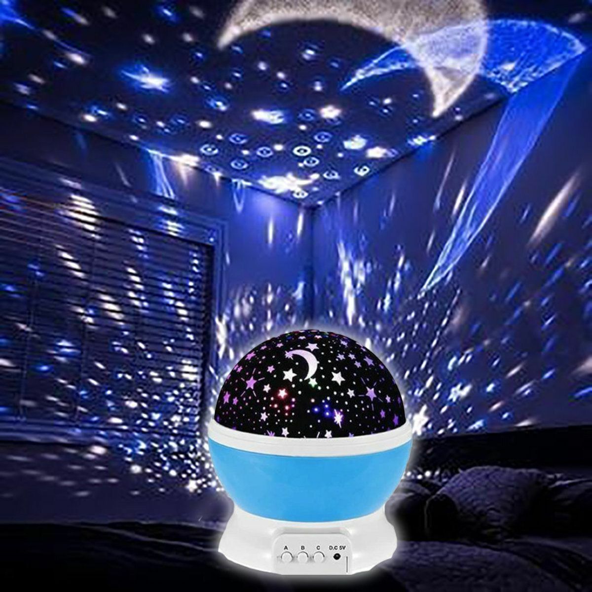 Popular automatic rotating constellation night projection light, romantic starry sky, Christmas night light (blue)