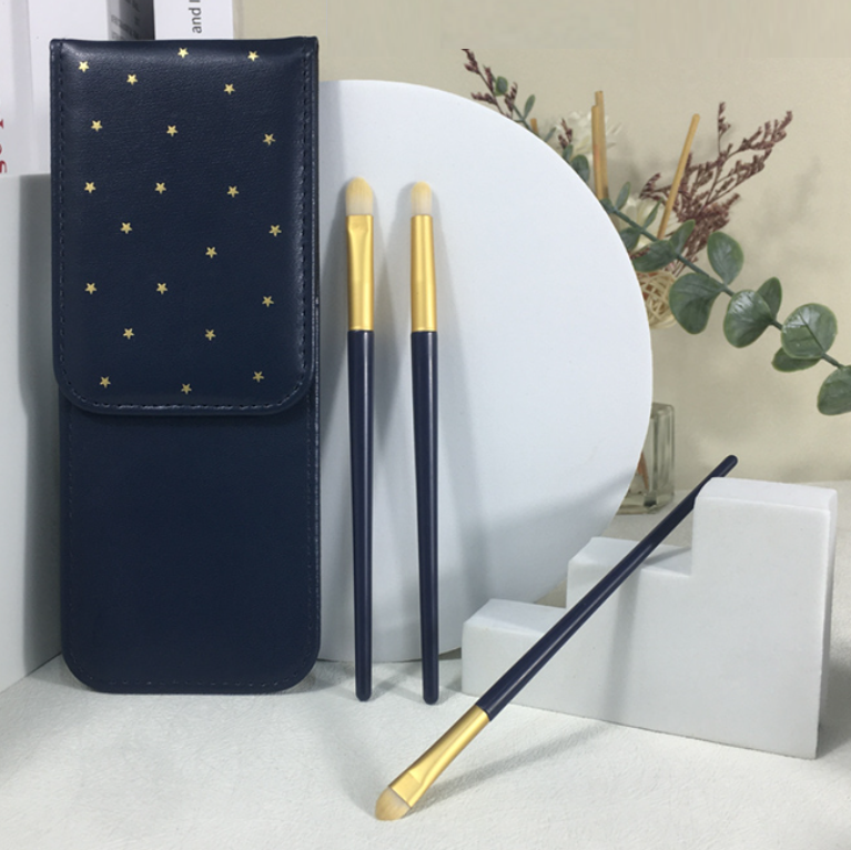 Hot style [3 pieces] Ermu eye shadow brush (color: dark blue storage bag)
