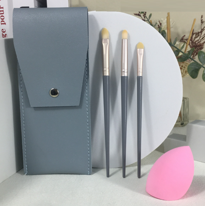 Hot style [3 pieces] eye ​​shadow brushes (color: blue, storage bag, makeup egg)