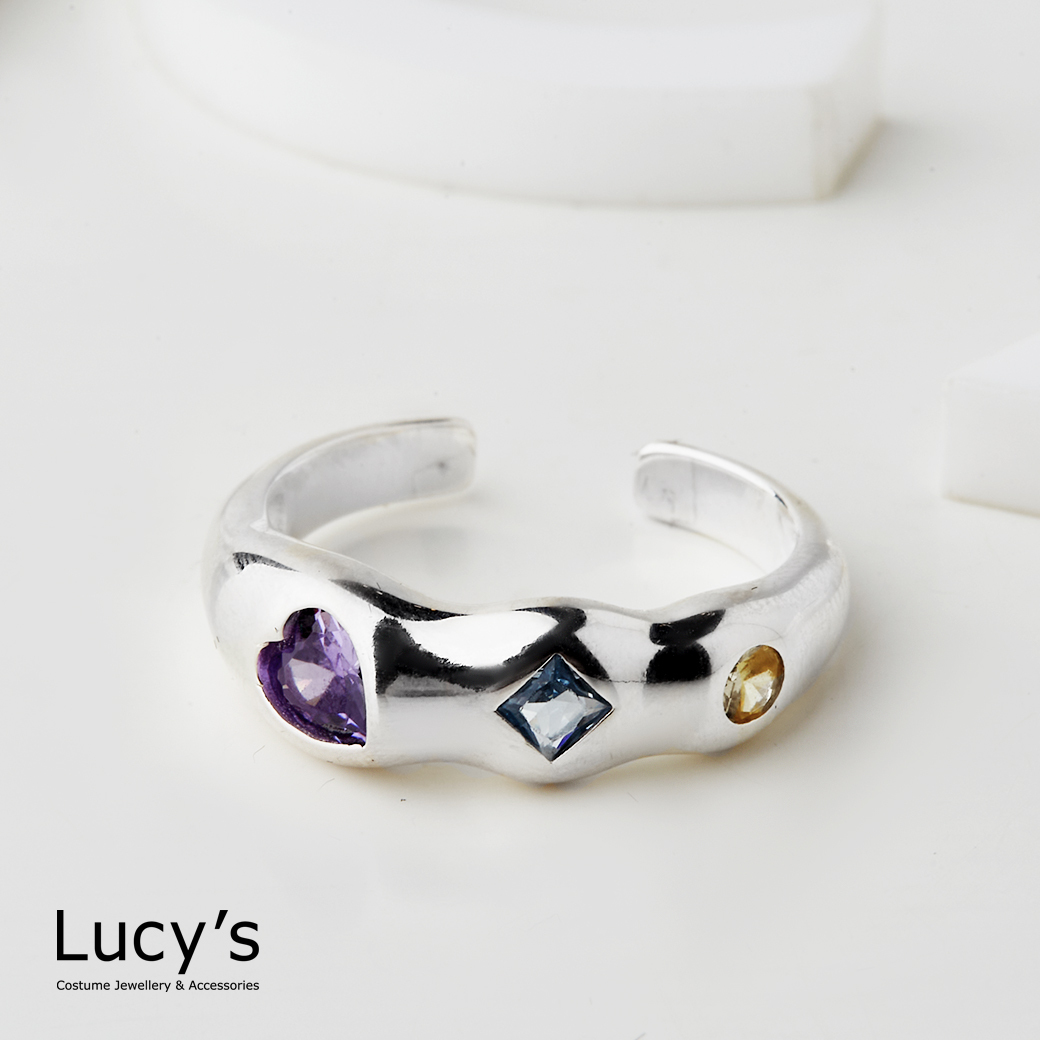 925純銀 夢幻三重奏 開口戒 (117879)