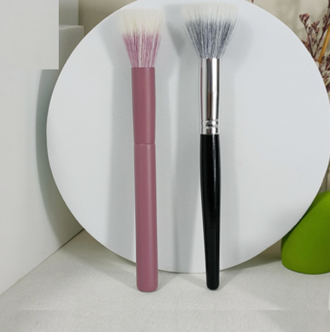 Hot style [2 pieces] Large stippling blush brush and high purple stippling brush (color: black, purple, wool)