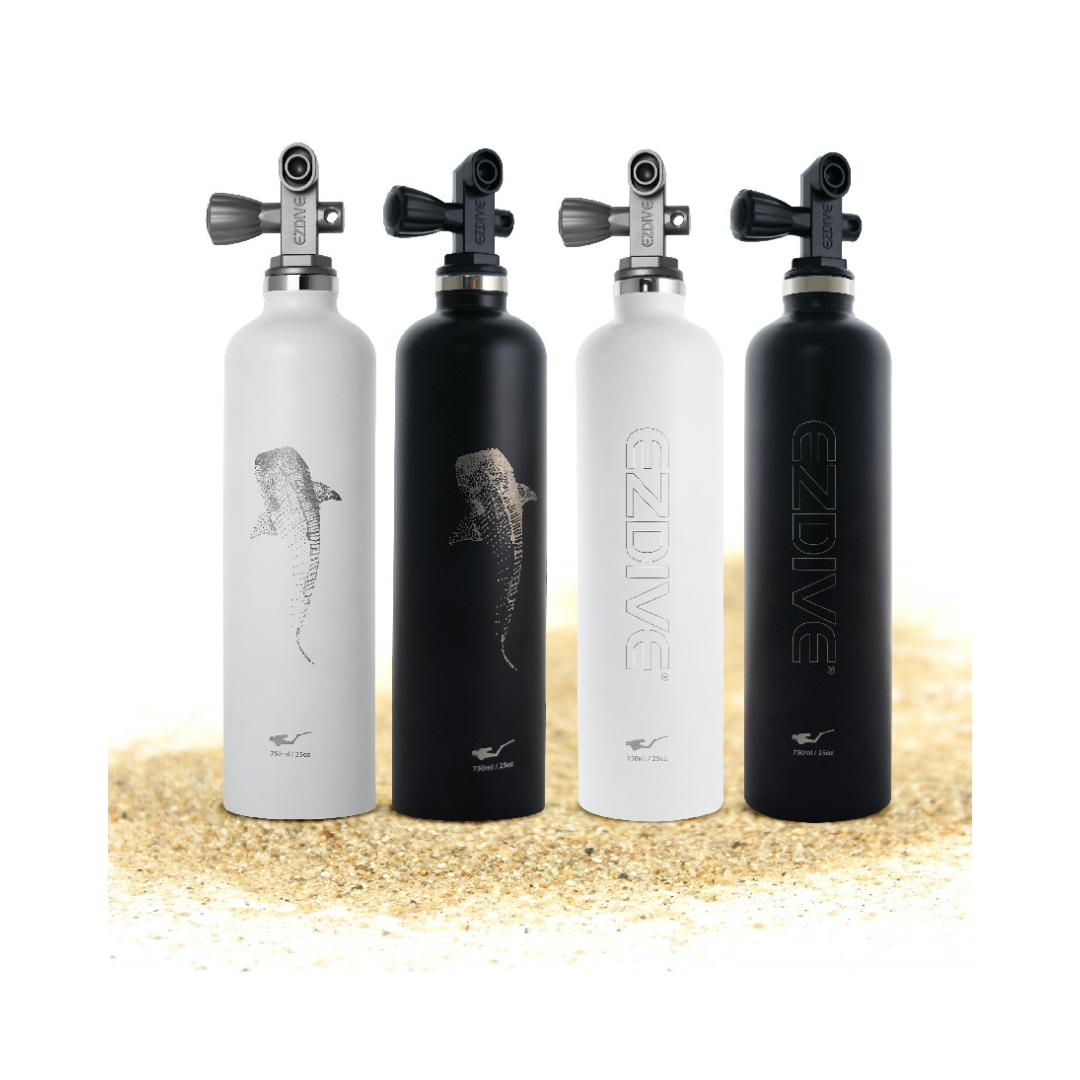 ※EZDIVE 氣瓶造型750ml保溫水瓶-鯨鯊 (黑/白)
