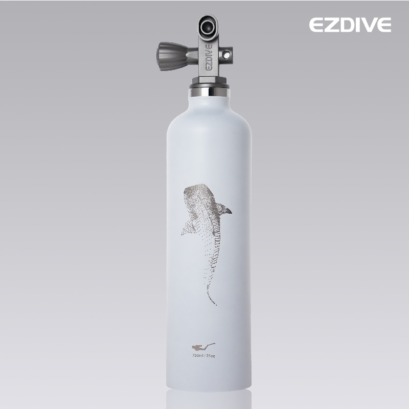 ※EZDIVE 氣瓶造型750ml保溫水瓶-鯨鯊 (黑/白)