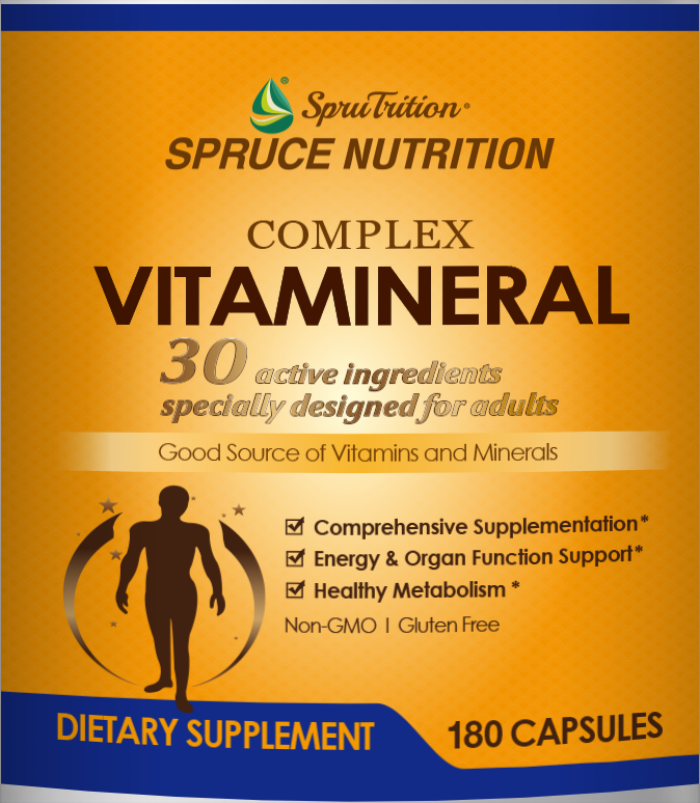 【 Spruce Nutrition 】新一代複合維他命｜30 種活性成份｜COMPLEX VITAMINERAL｜180 粒裝（美國原裝行貨）美國雲杉SPRUCE