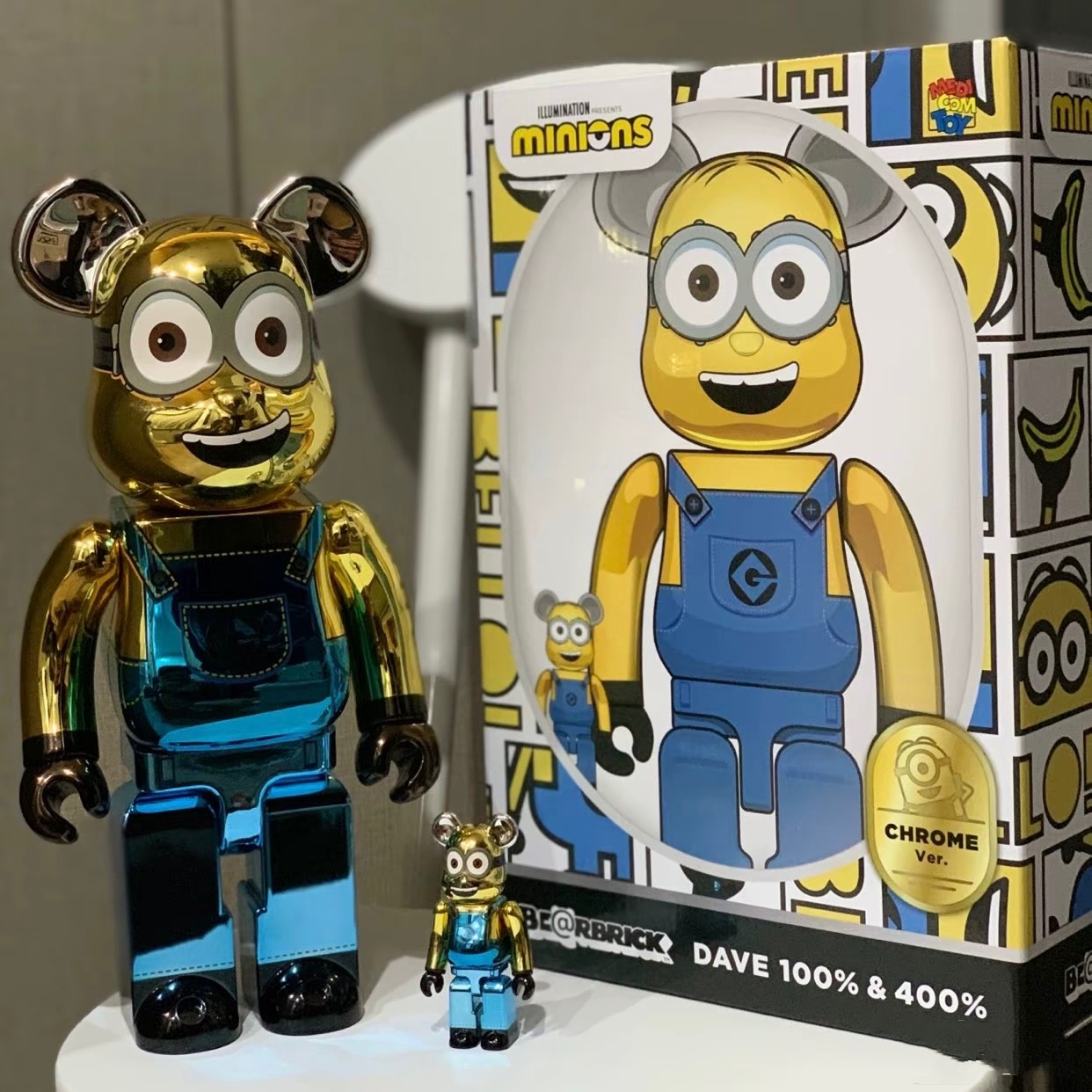 代購 BE@RBRICK 庫柏力克熊 DAVE CHROME 小黃人 小小兵 公仔 100%+400% /預購