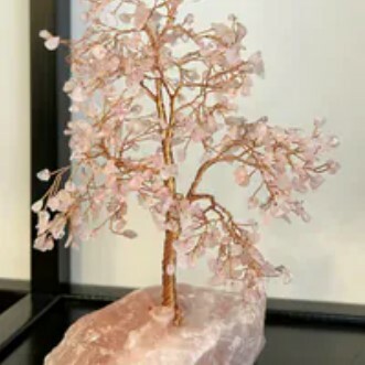 [S] GEMZ & CO HLCT DRUSE BASE TREE, ROSE QUARTZ, W56 (W56)