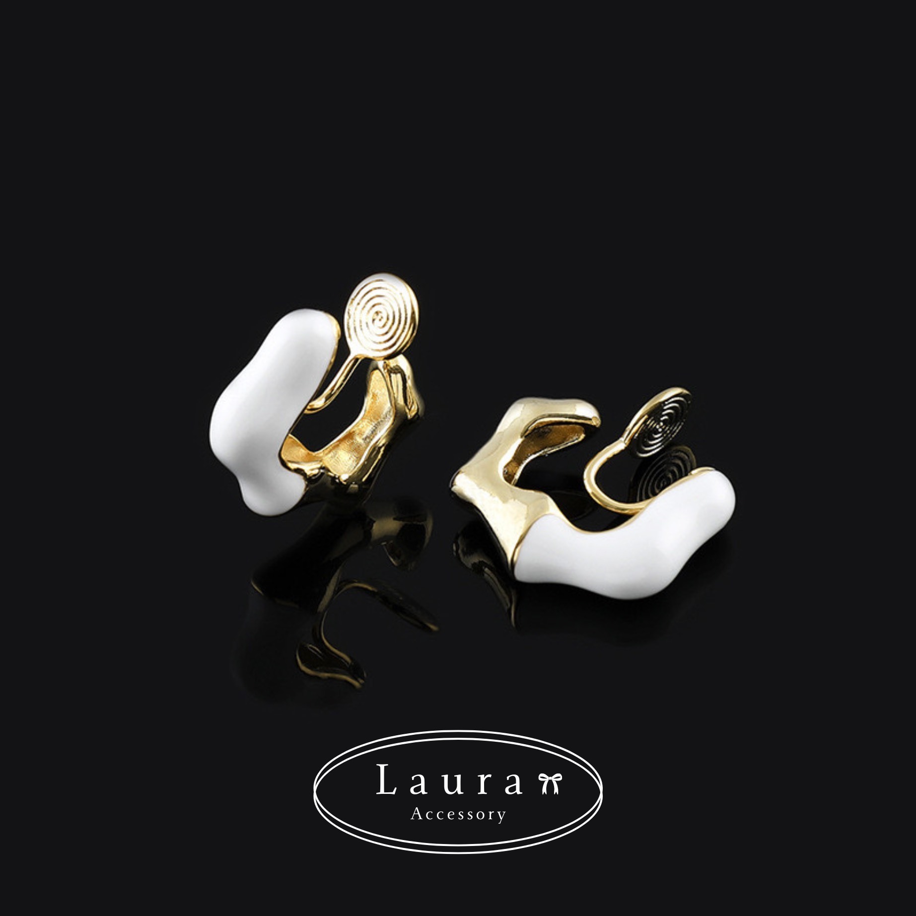 A19奶油拼色耳夾