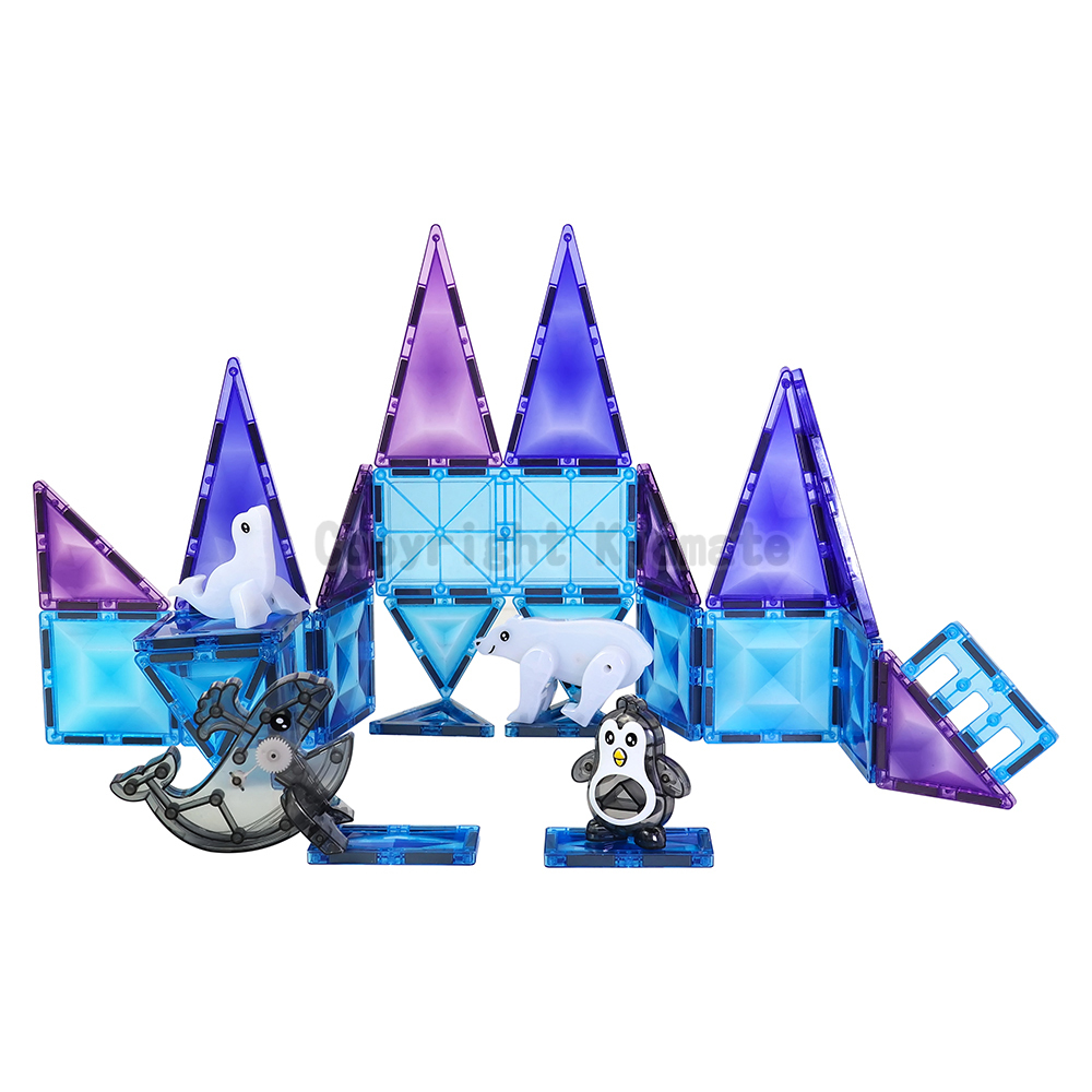 《 KIDMATE 》 3D鑽面海洋動物磁力片30pcs