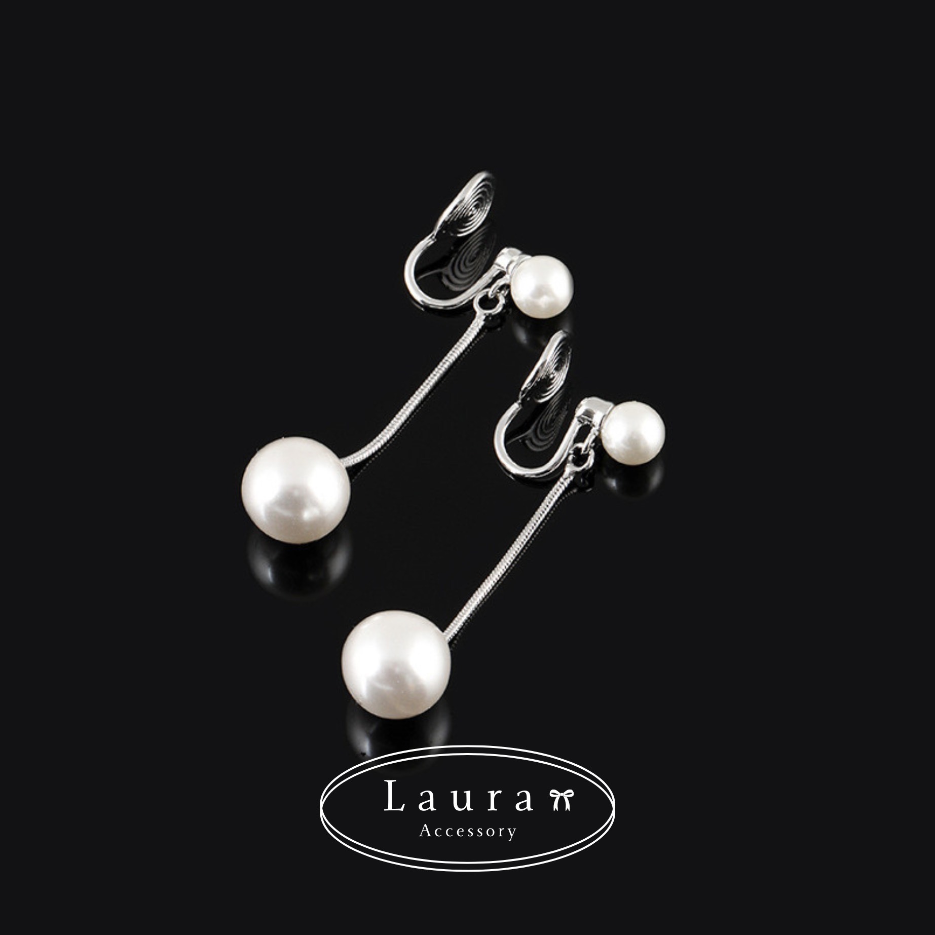 A23珍珠垂吊耳夾