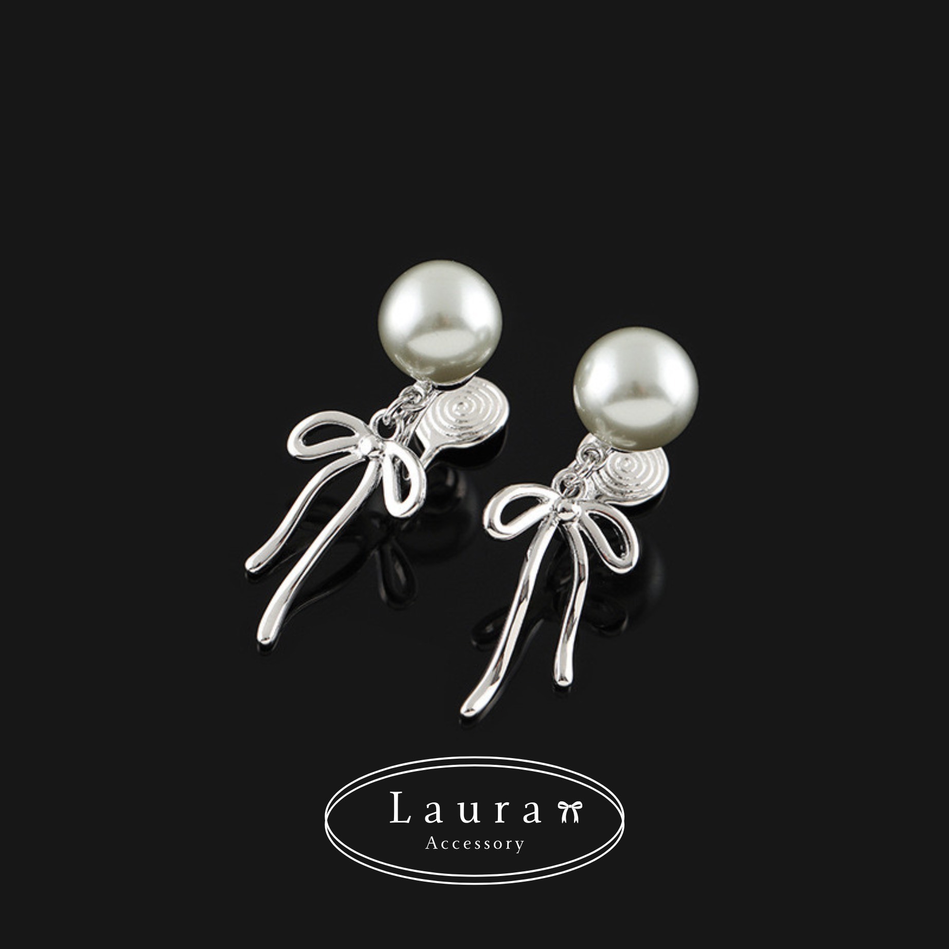 A34珍珠蝴蝶結耳夾