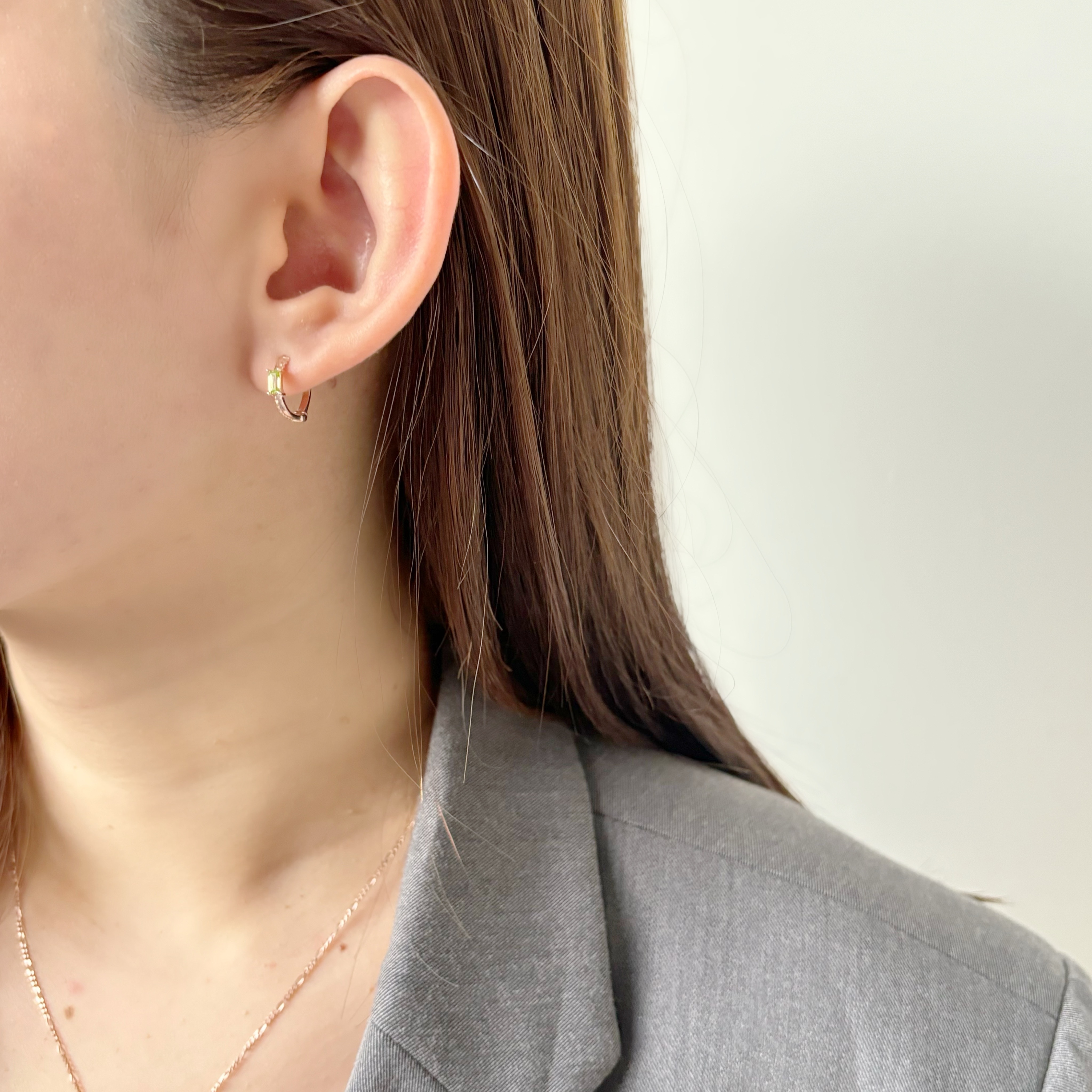 交錯麻花Baguette橄欖石耳圈