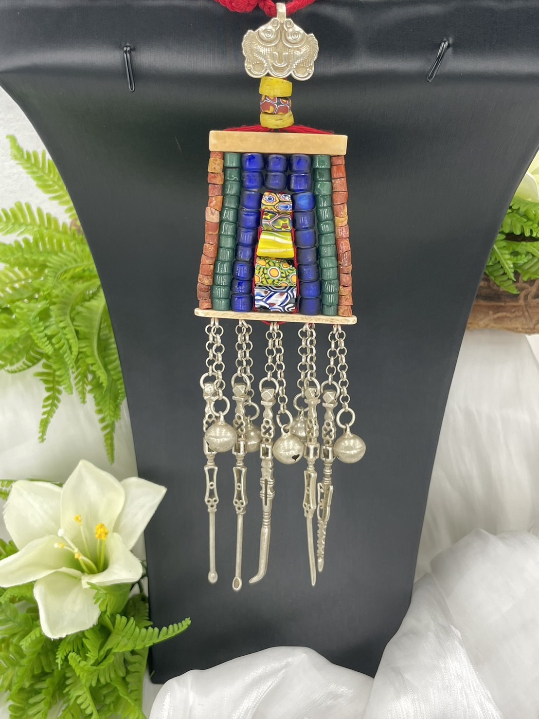 w-No.17貿易古珠藏銀墜飾20cm