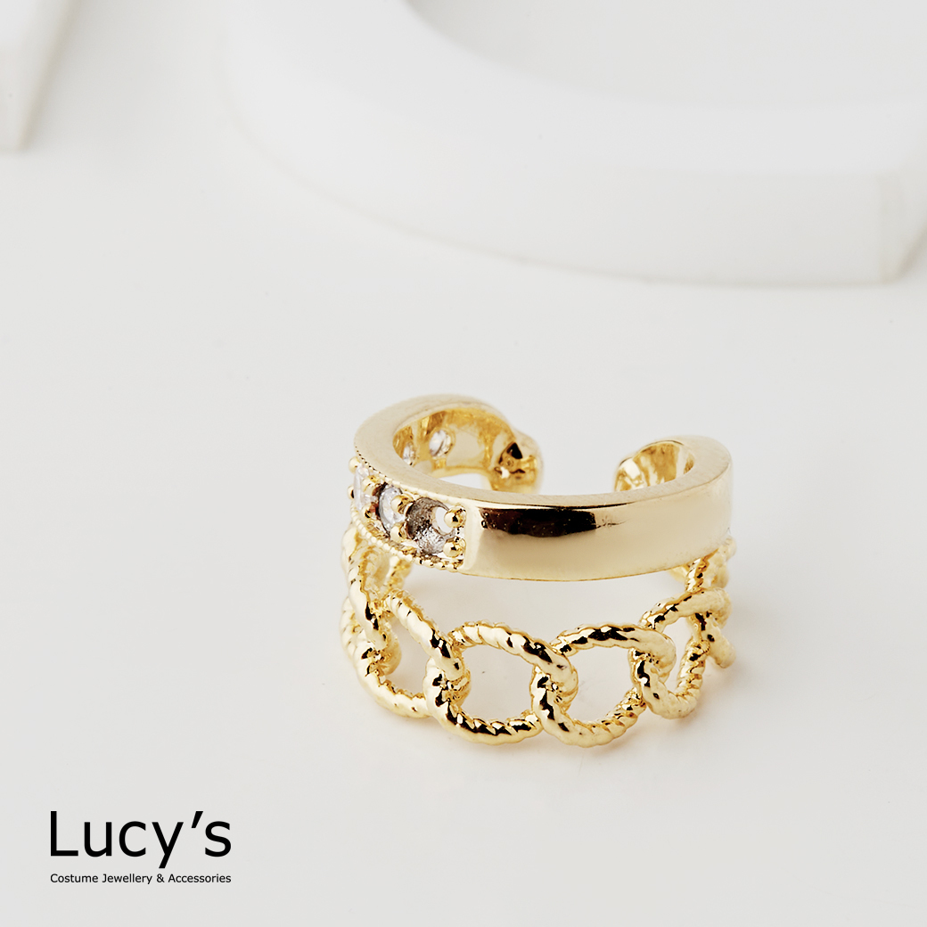 鑲鑽鍊圈 耳骨夾 (二色) (117406/117407)