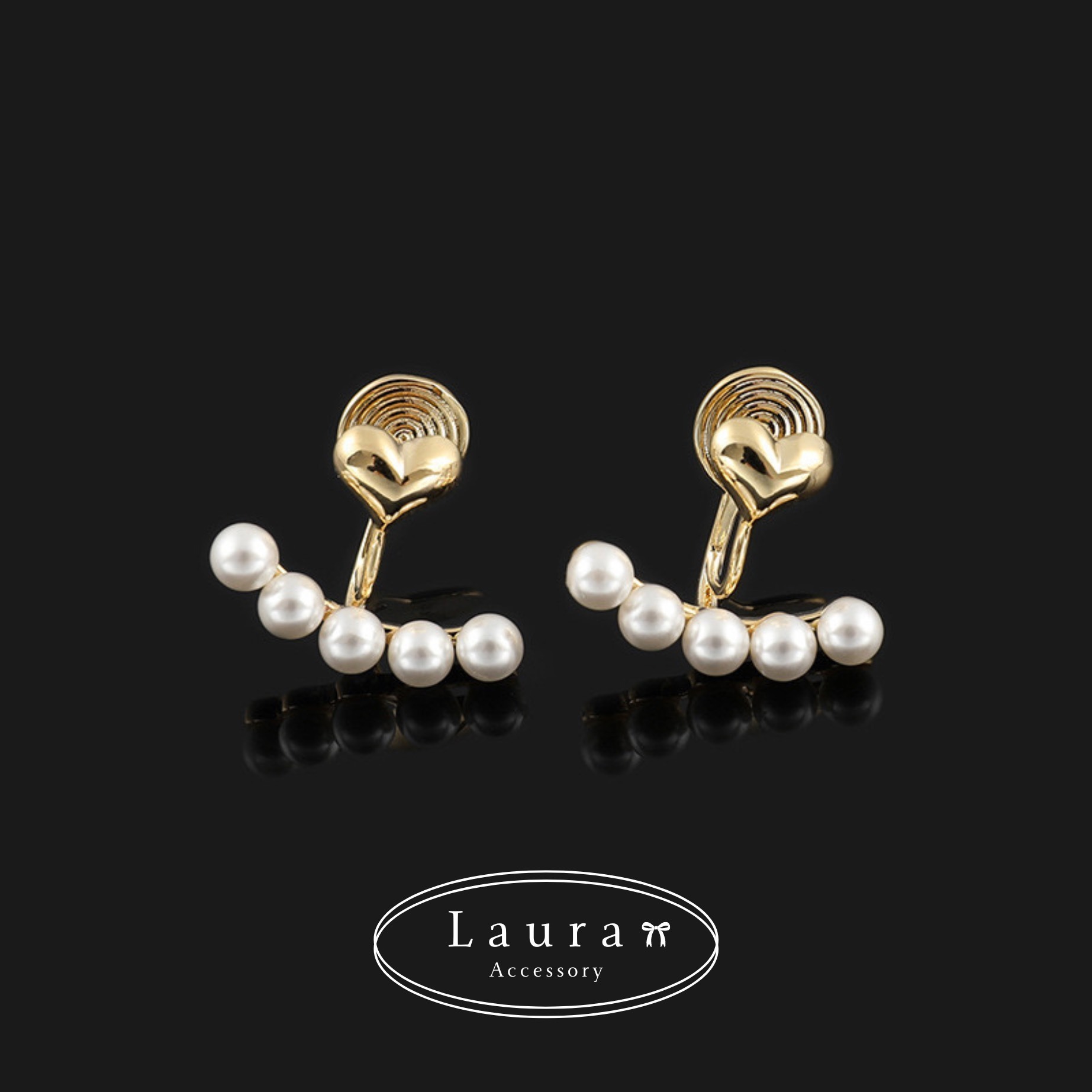 A40愛心珍珠耳夾