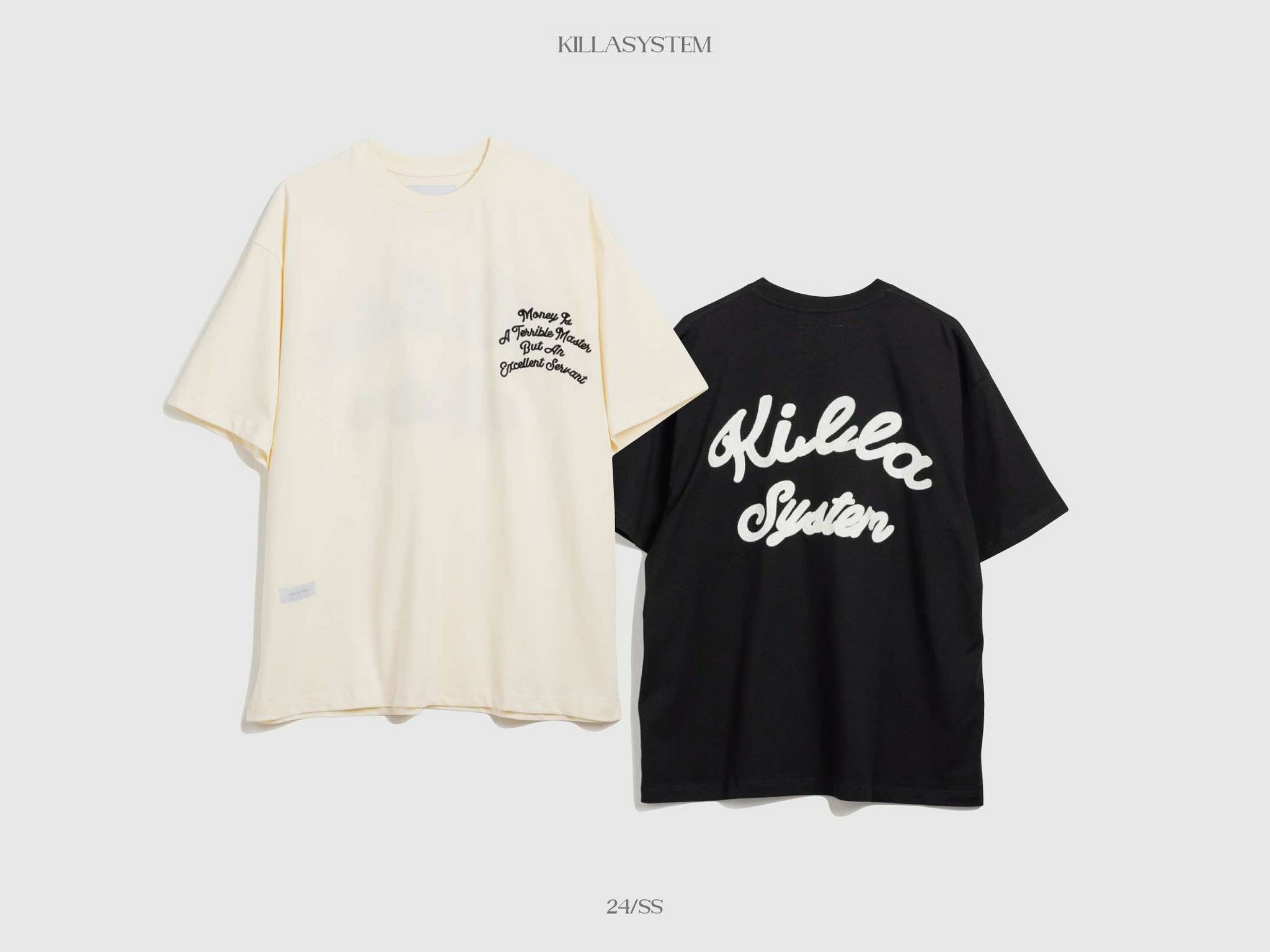 KILLASYSTEM 24S/S CHAIN STITCH LOGO TEE (黑色)