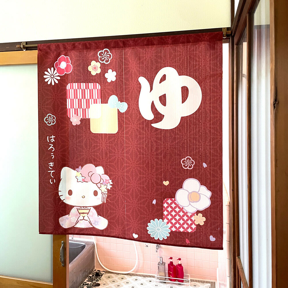 Sanrio Hello Kitty 短門簾 85 x 90 cm #CM24-21738 酒紅色