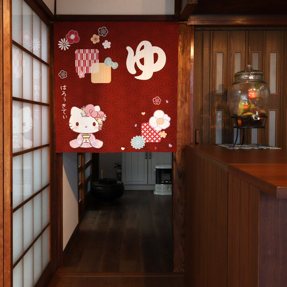 Sanrio Hello Kitty 短門簾 85 x 90 cm #CM24-21738 酒紅色