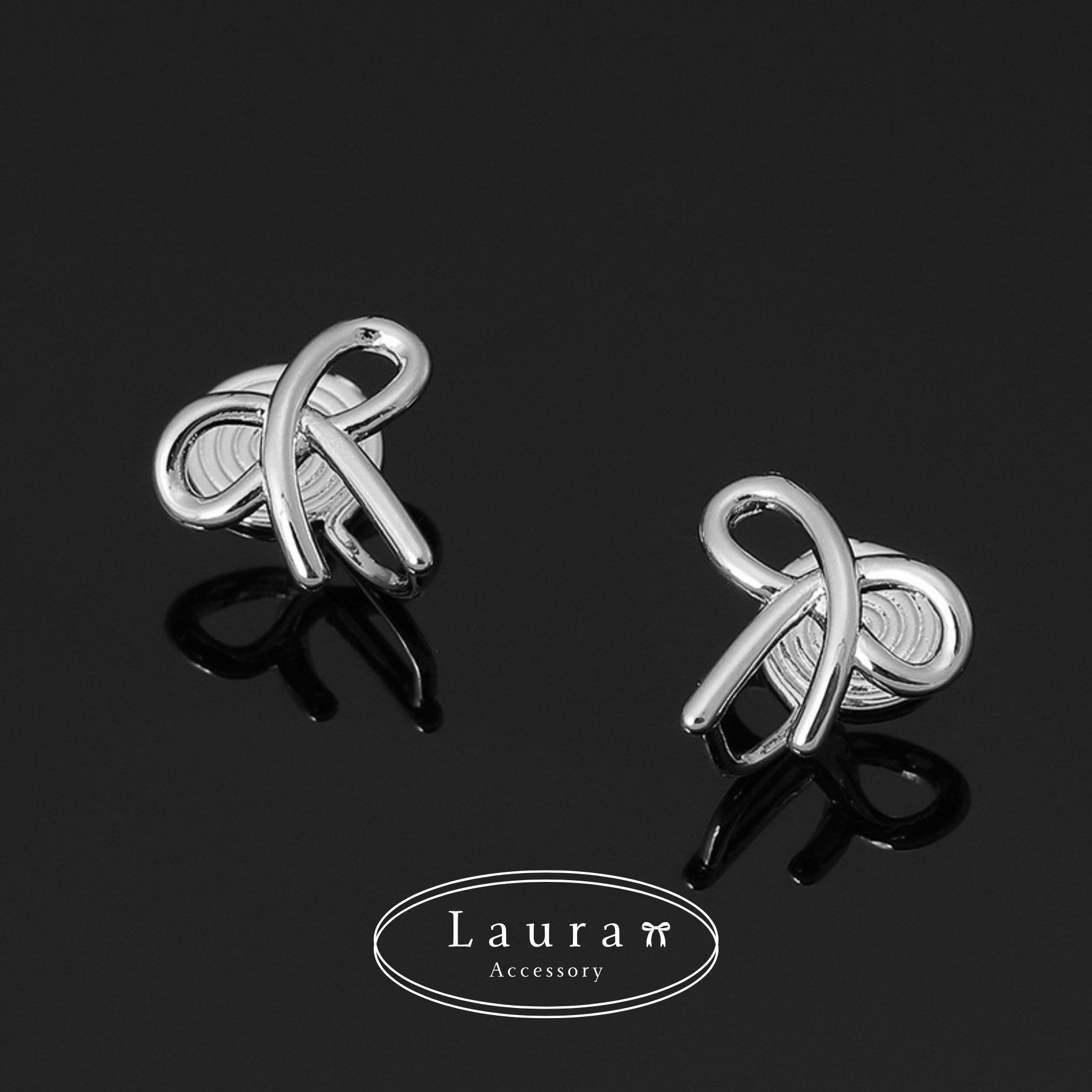 A22素面蝴蝶結耳夾