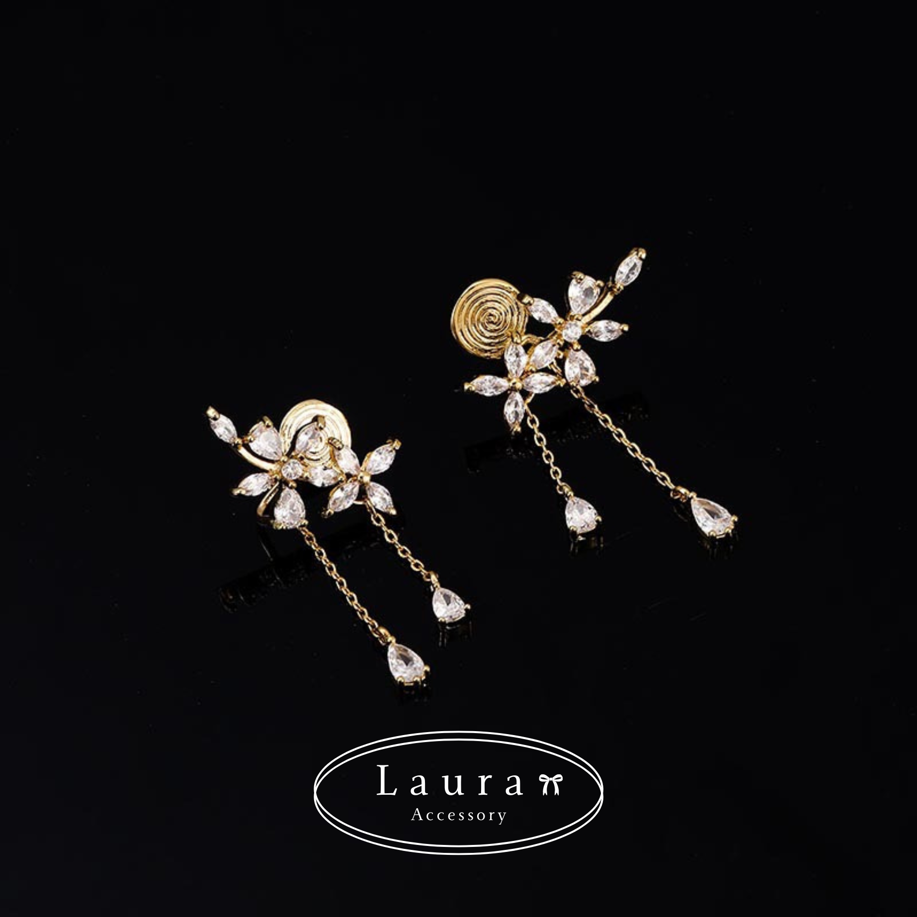 A28鋯石花朵耳夾