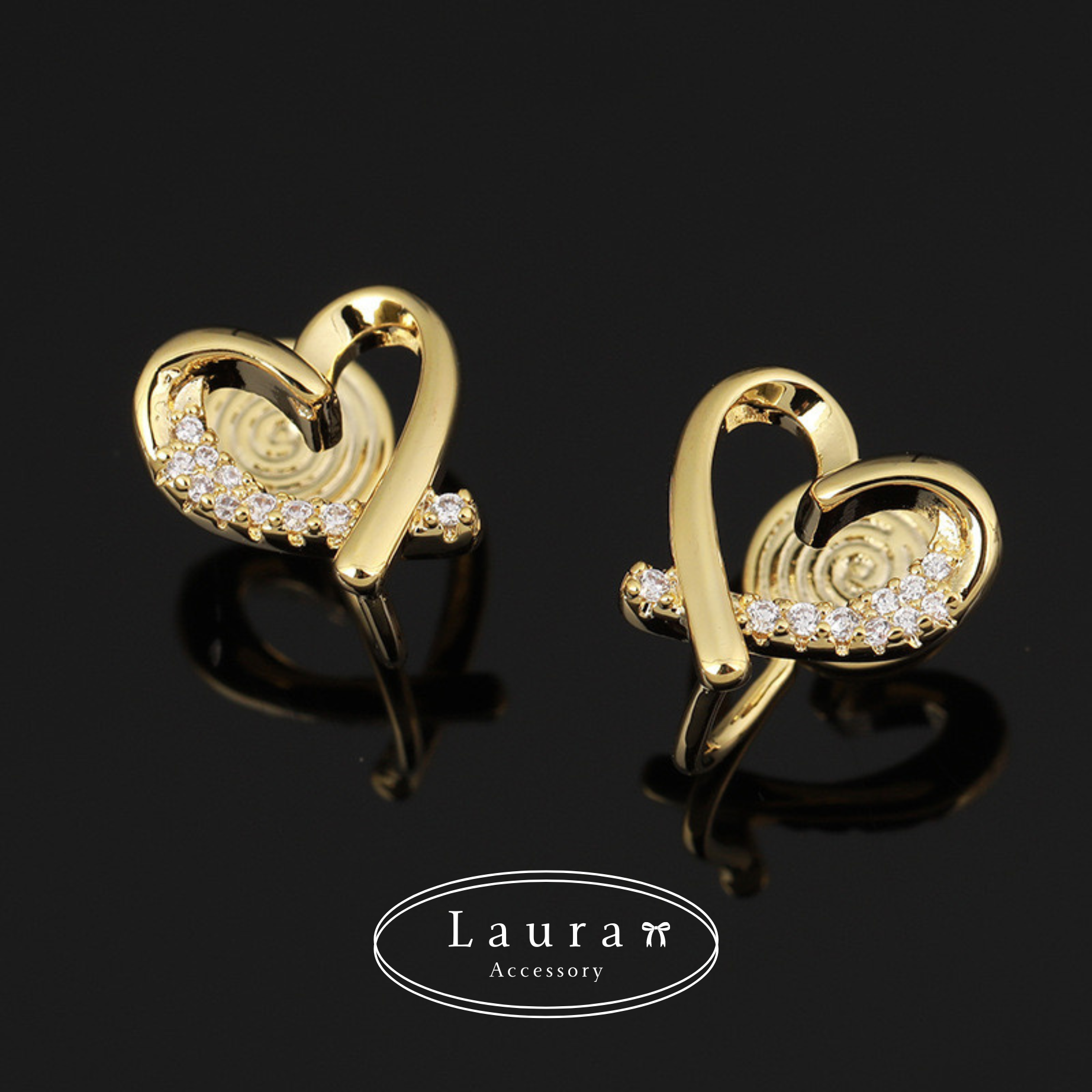 A15排鑽愛心耳夾