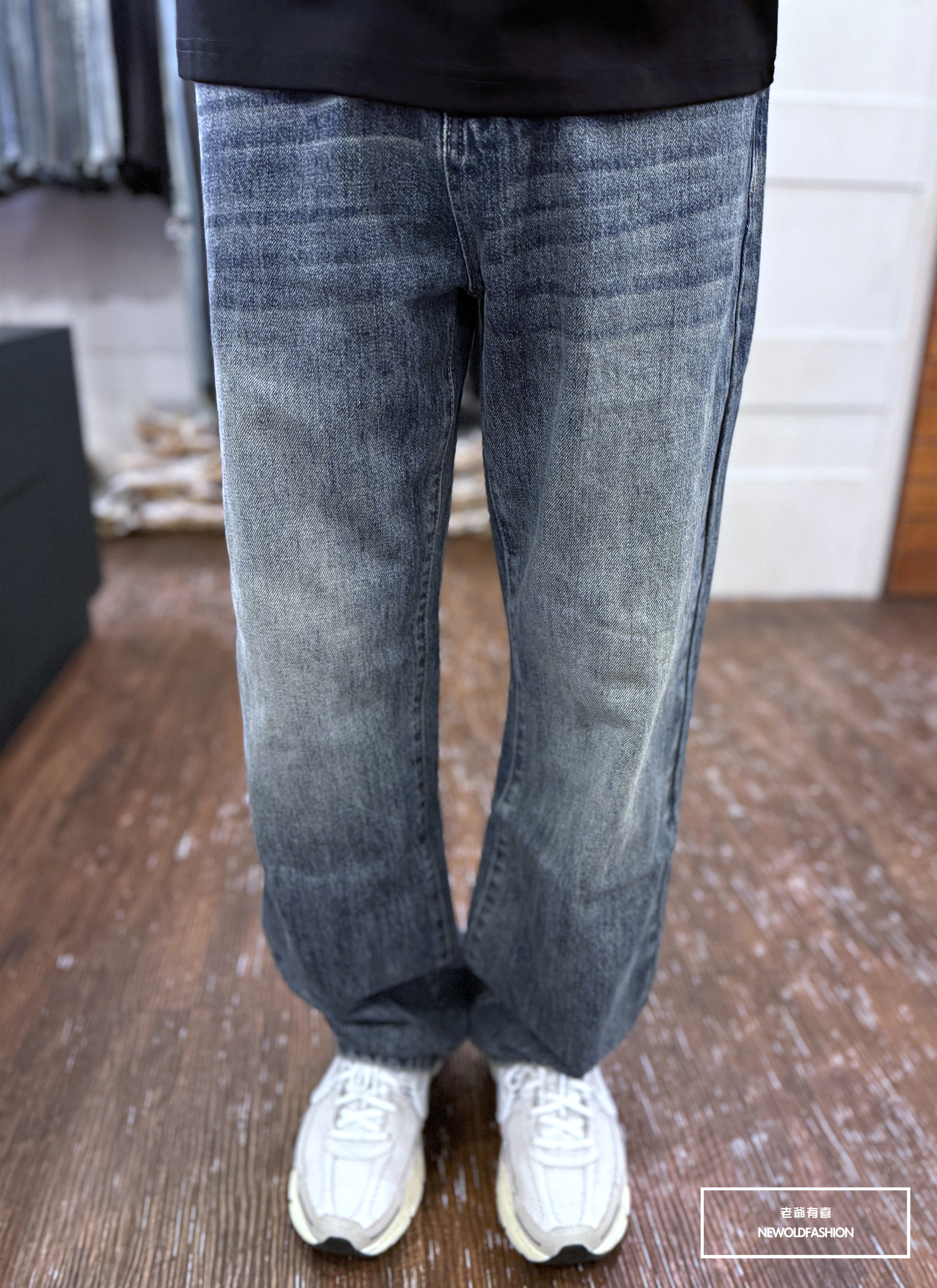 『新品上市』重磅淺藍微刷白寬褲(NOF2409D811)