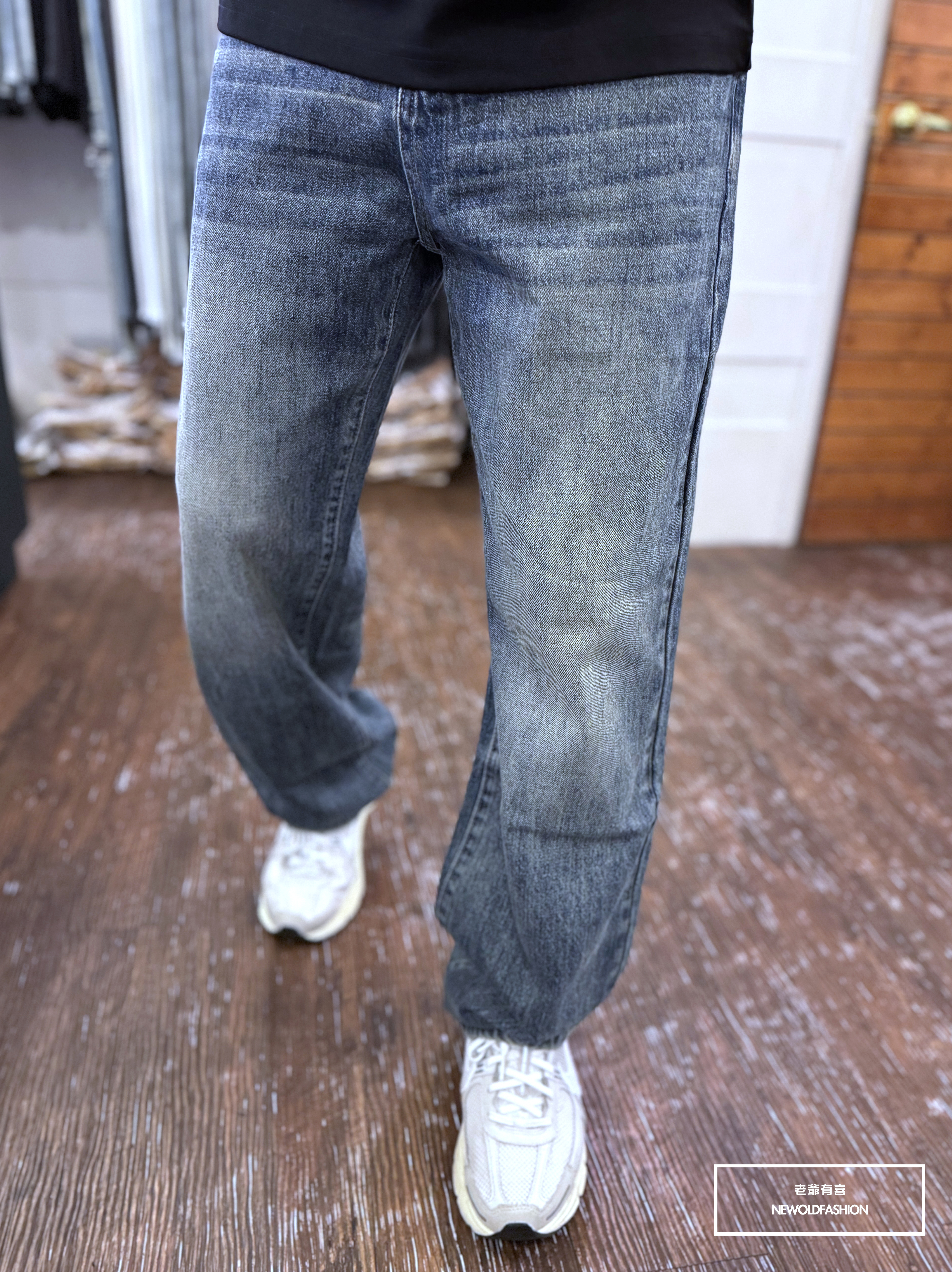 『新品上市』重磅淺藍微刷白寬褲(NOF2409D811)