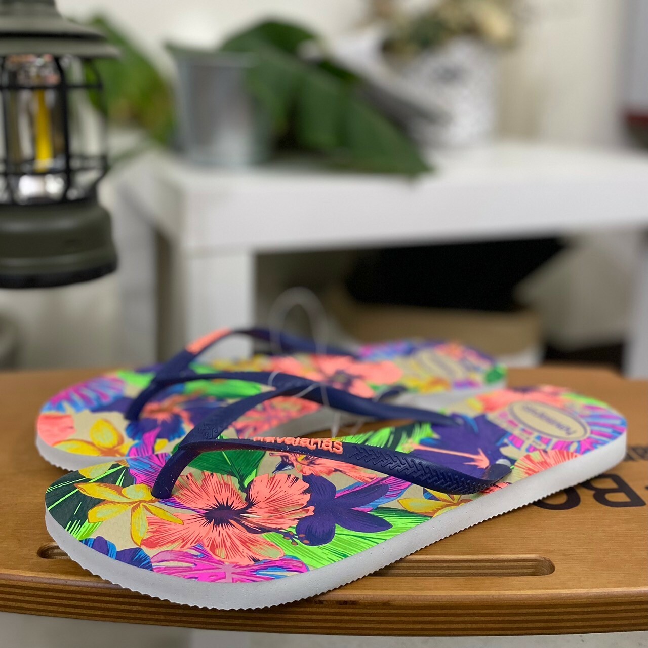 Havaianas 哈瓦仕 拖鞋 女鞋 花卉 深藍白底 4149011-0001W