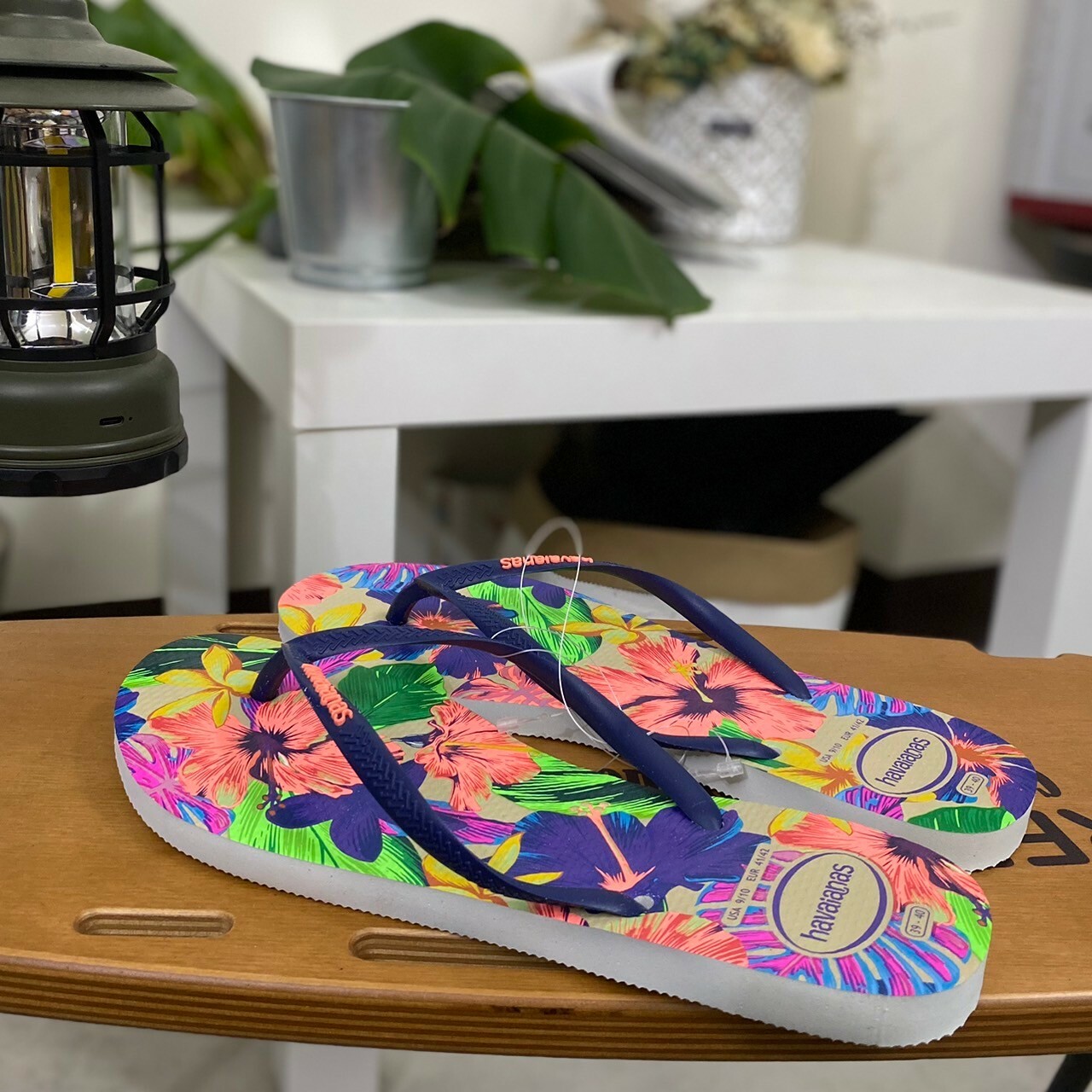 Havaianas 哈瓦仕 拖鞋 女鞋 花卉 深藍白底 4149011-0001W