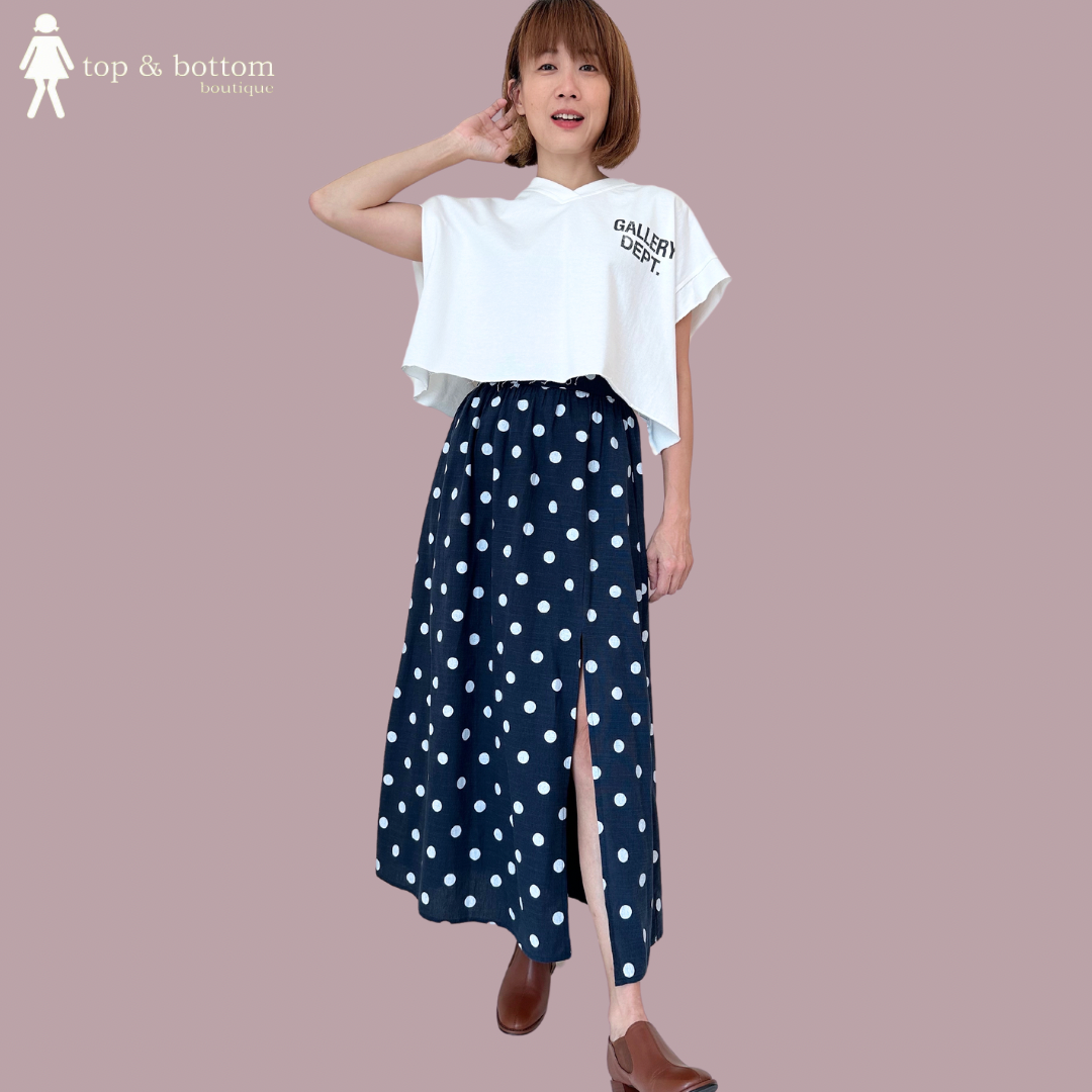 HIGH WAISTED POLKA DOT LONG SKIRT