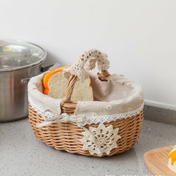 《4755》Ins溫柔野餐田園風藤編手提收納籃