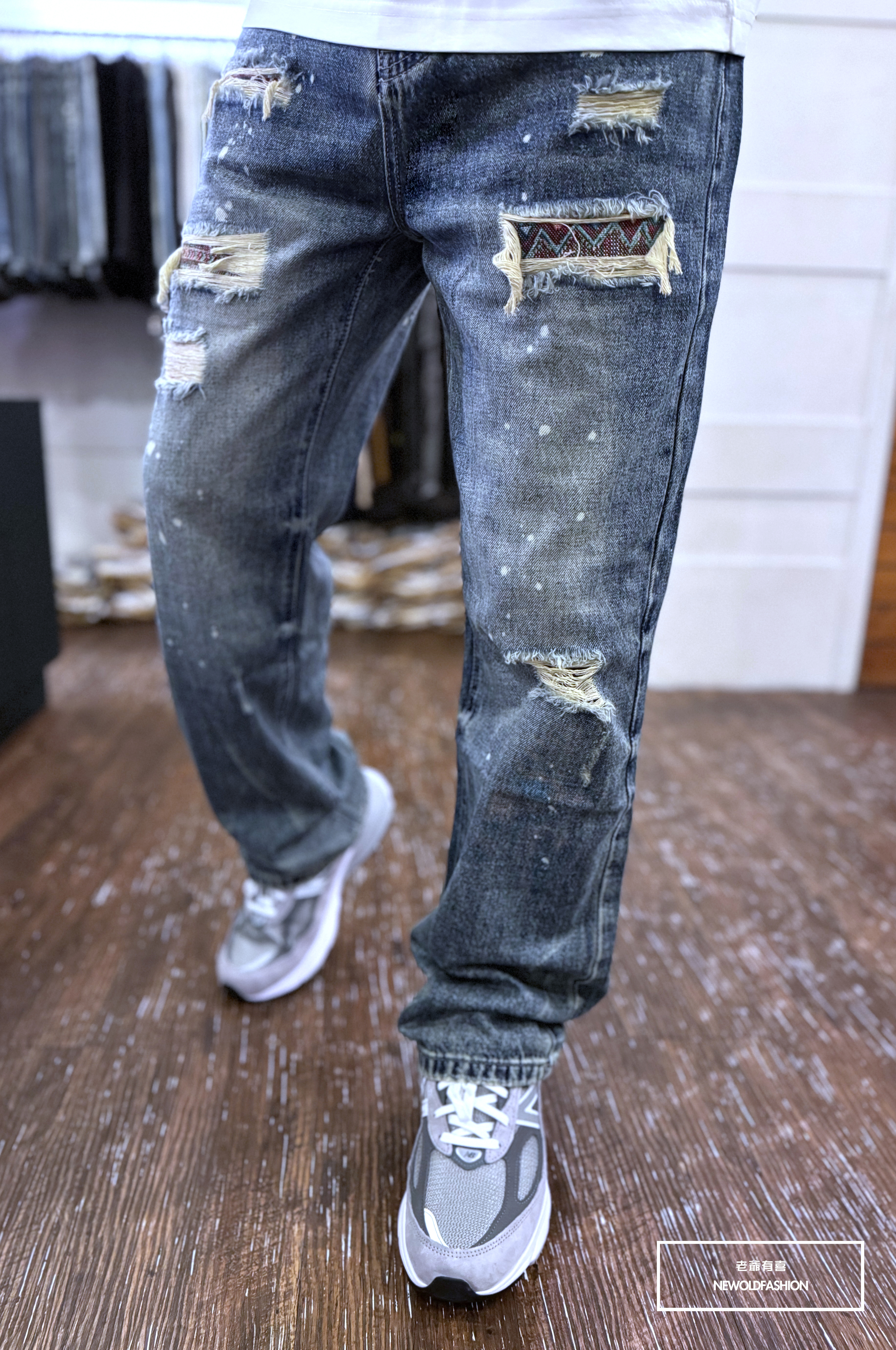 『新品上市』重磅三洞幾何補丁寬褲(NOF2409D806)