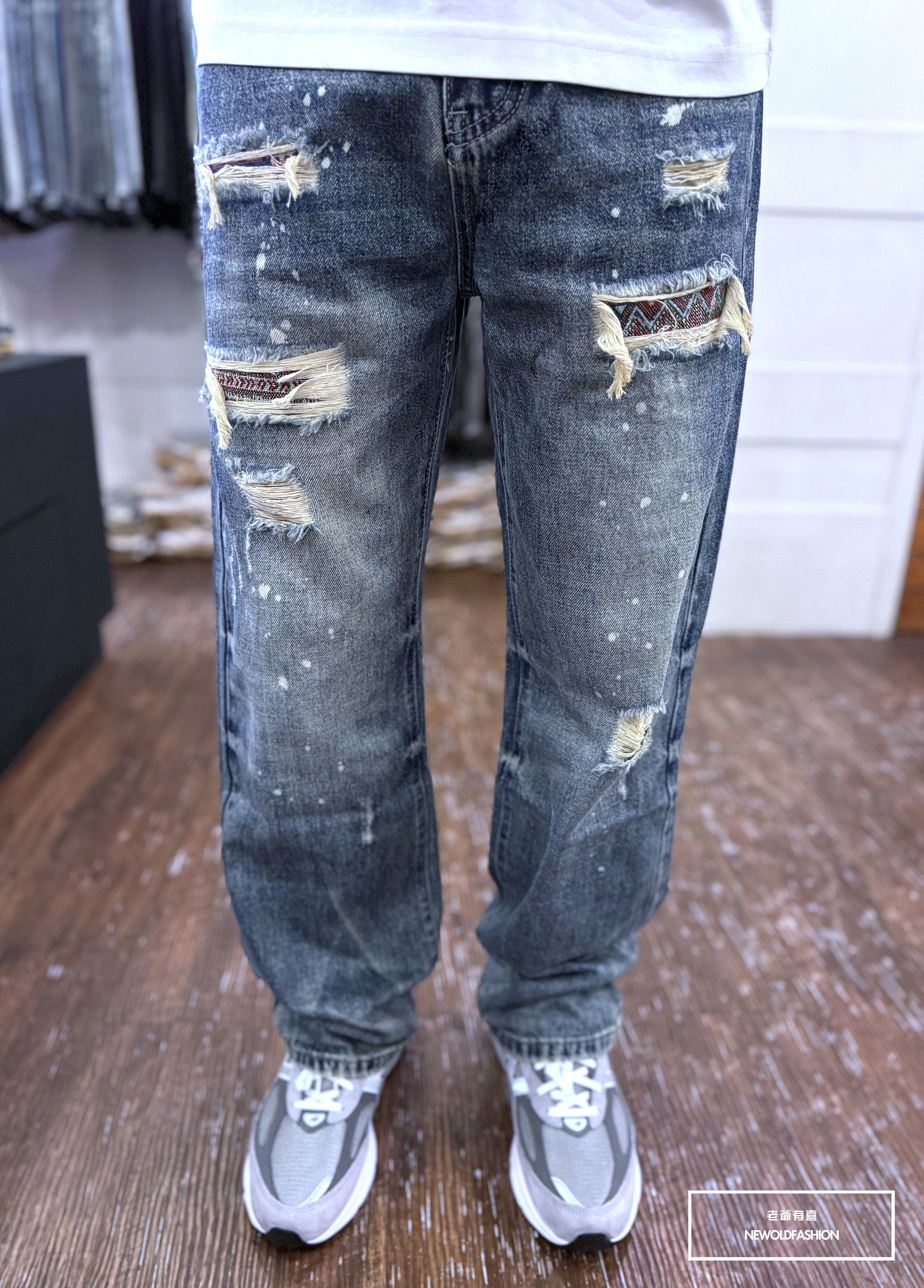 『新品上市』重磅三洞幾何補丁寬褲(NOF2409D806)