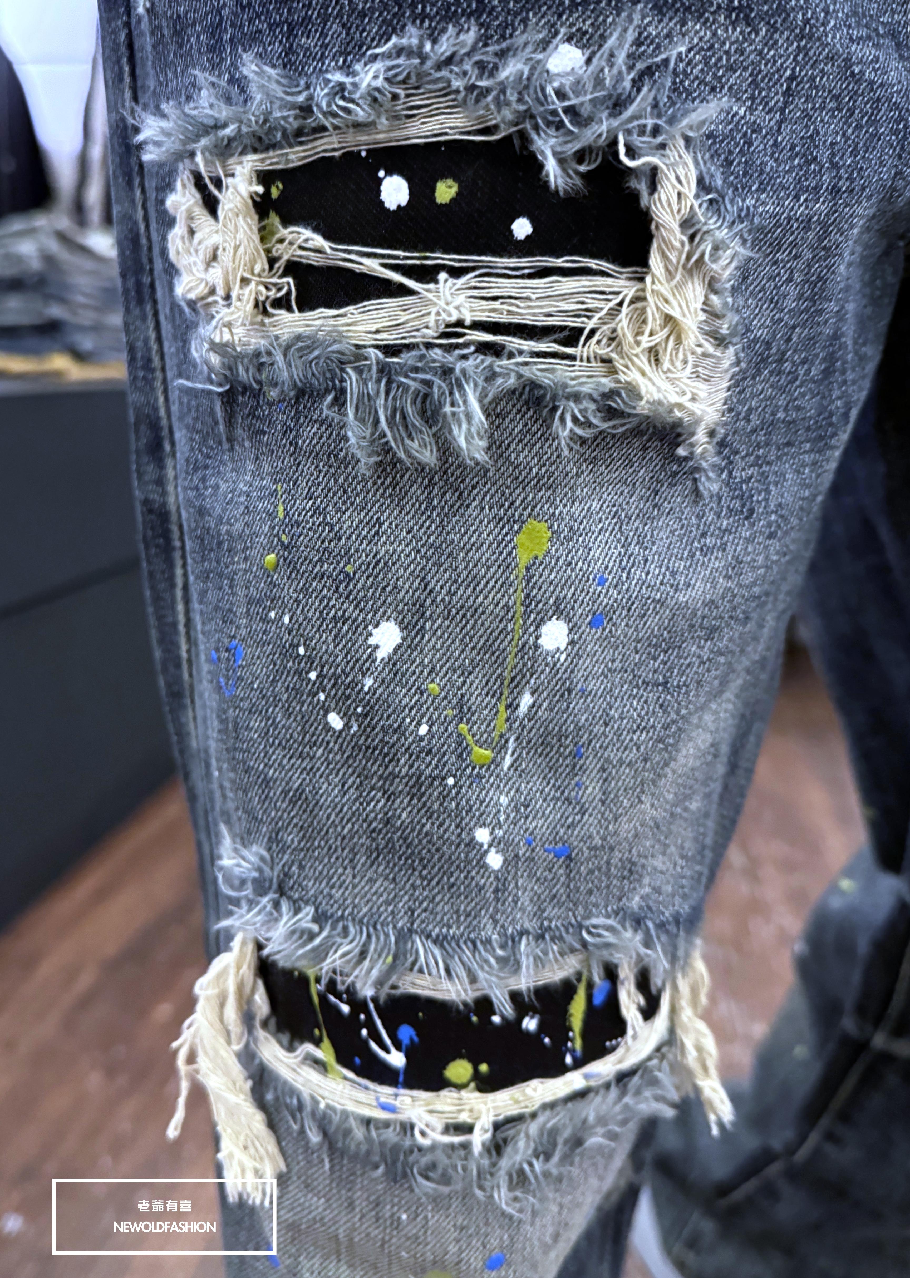 『新品上市』重磅三洞不對稱潑漆寬褲(NOF2409D803)