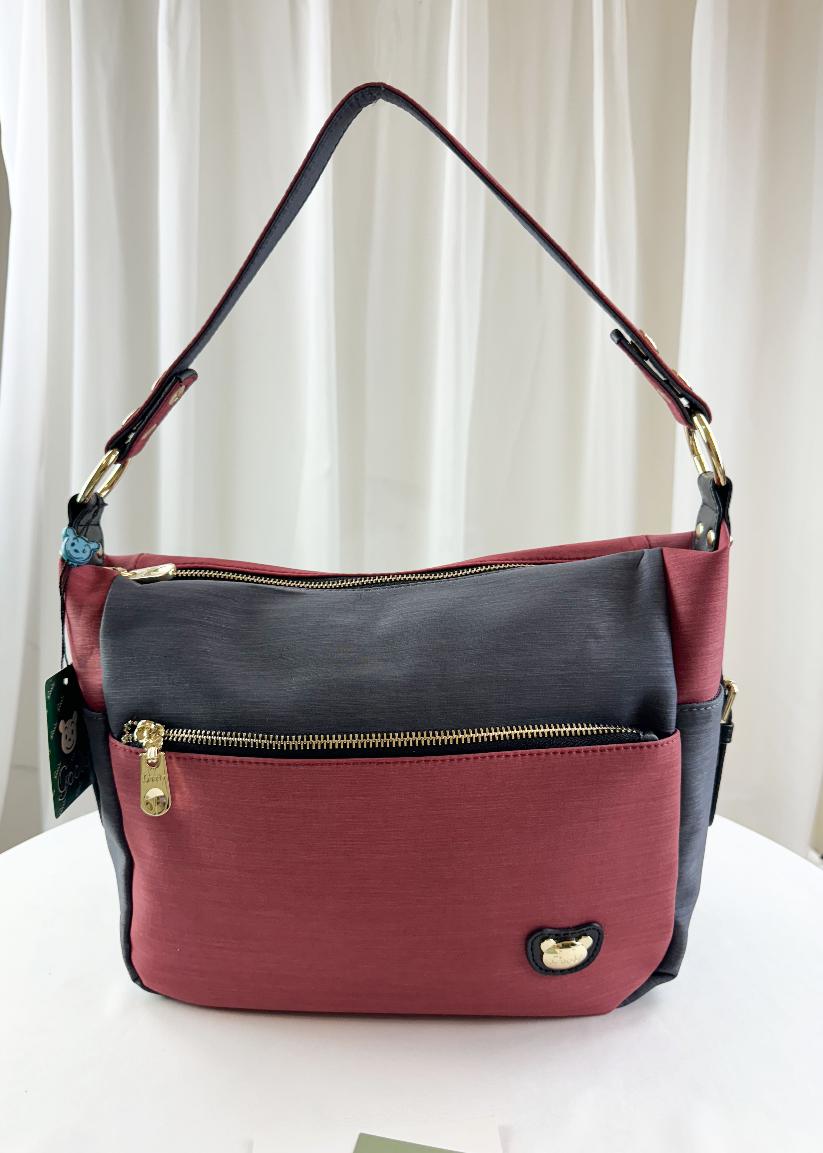 GOODS 紅灰拼色防潑水肩背包 / 側背包  #2245