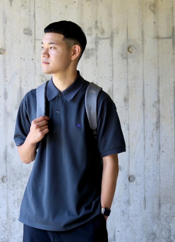 日本 TNF 紫標 Moss Stitch Field Short Sleeve Polo