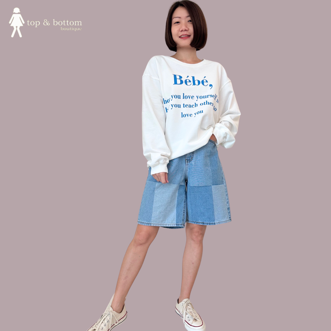 DENIM COLLAGE KNEE BERMUDA