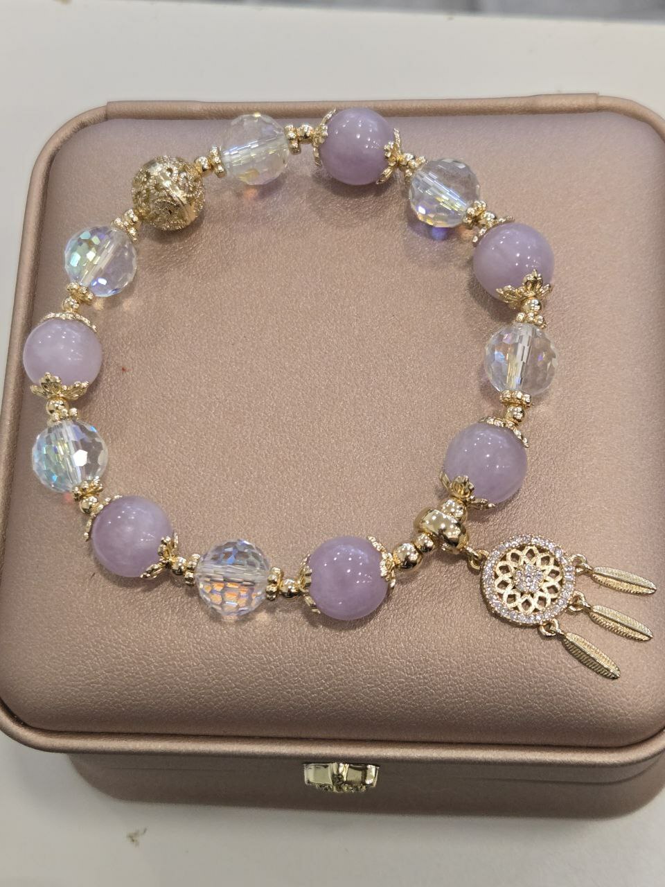 [S] GEMZ & CO ZBB KUNZITE/CZECH JEWELS WITH DREAM CATCHER 10MM GOLD ACC BLT, Y4 (Y4)