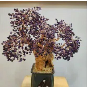 [S] GEMZ & CO HLCT FU GUI CERAMIC FLOWER HIGH END CITRINE POT, HIGH END AMETHYST, W59 (W59)