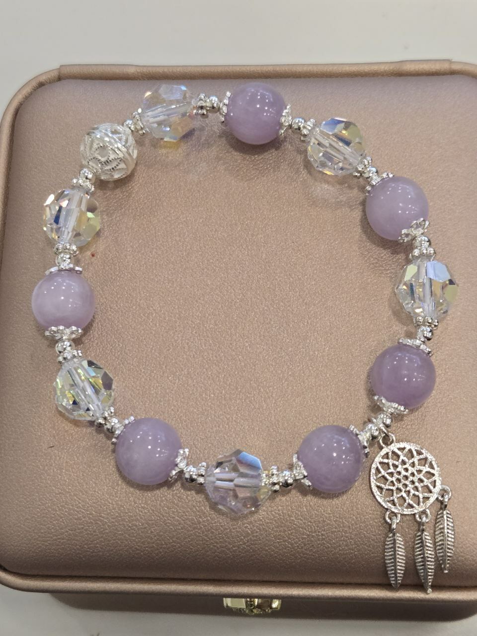 [S] GEMZ & CO ZBB KUNZITE/SWAROVSKI CRYSTAL WITH DREAM CATCHER 10MM 925 SILVER BLT, Y5 (Y5)