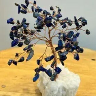 [S] GEMZ & CO HLCT MINI WHITE DRUSE CRYSTAL TREE, LAPIS LAZULI, W63 (W63)