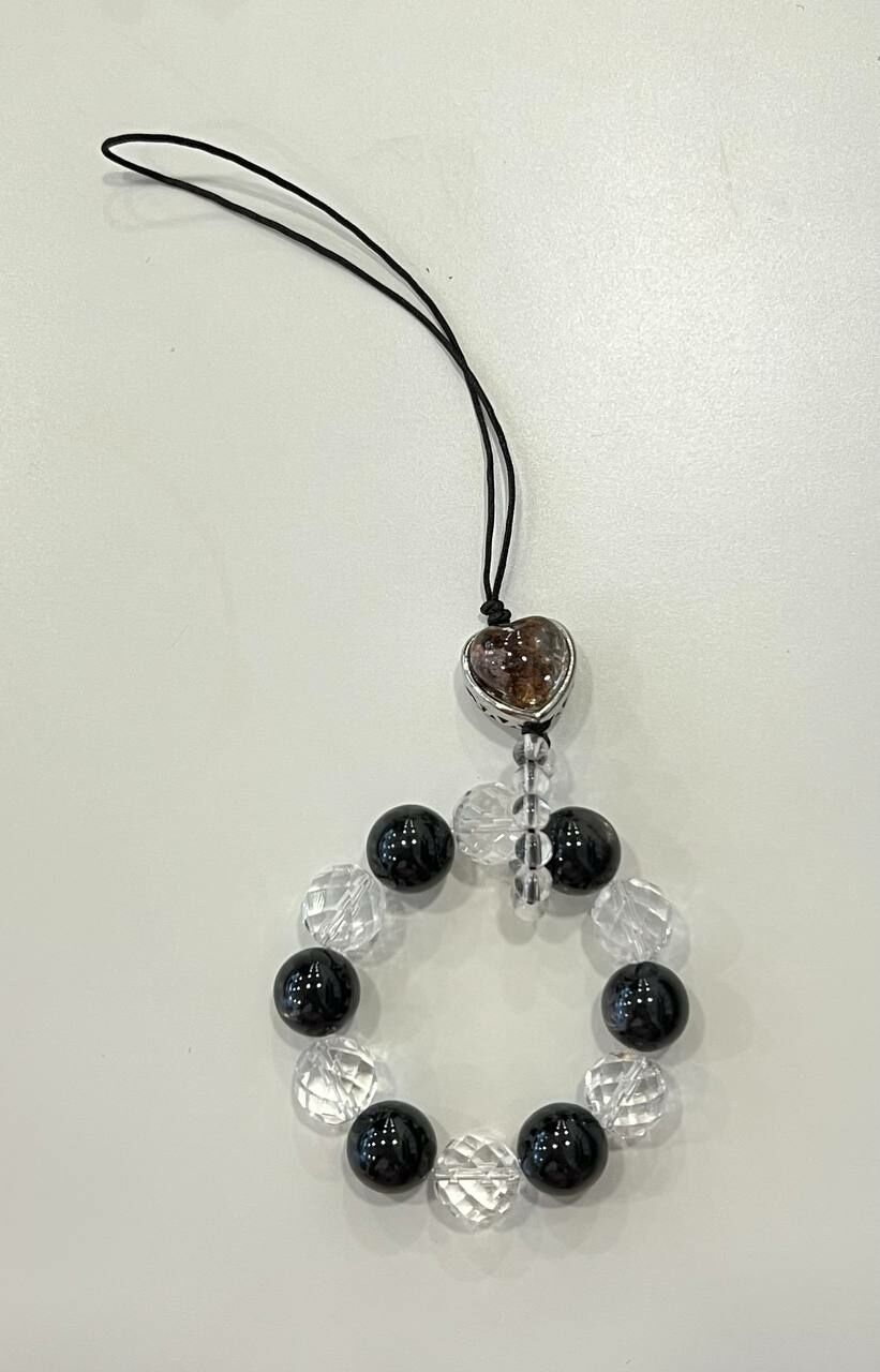 [S] GEMZ & CO ZBA HYPERSTHENE/FACETED CLEAR QUARTZ WITH HEART SHAPE GREEN PHANTOM, Y12 (Y12)