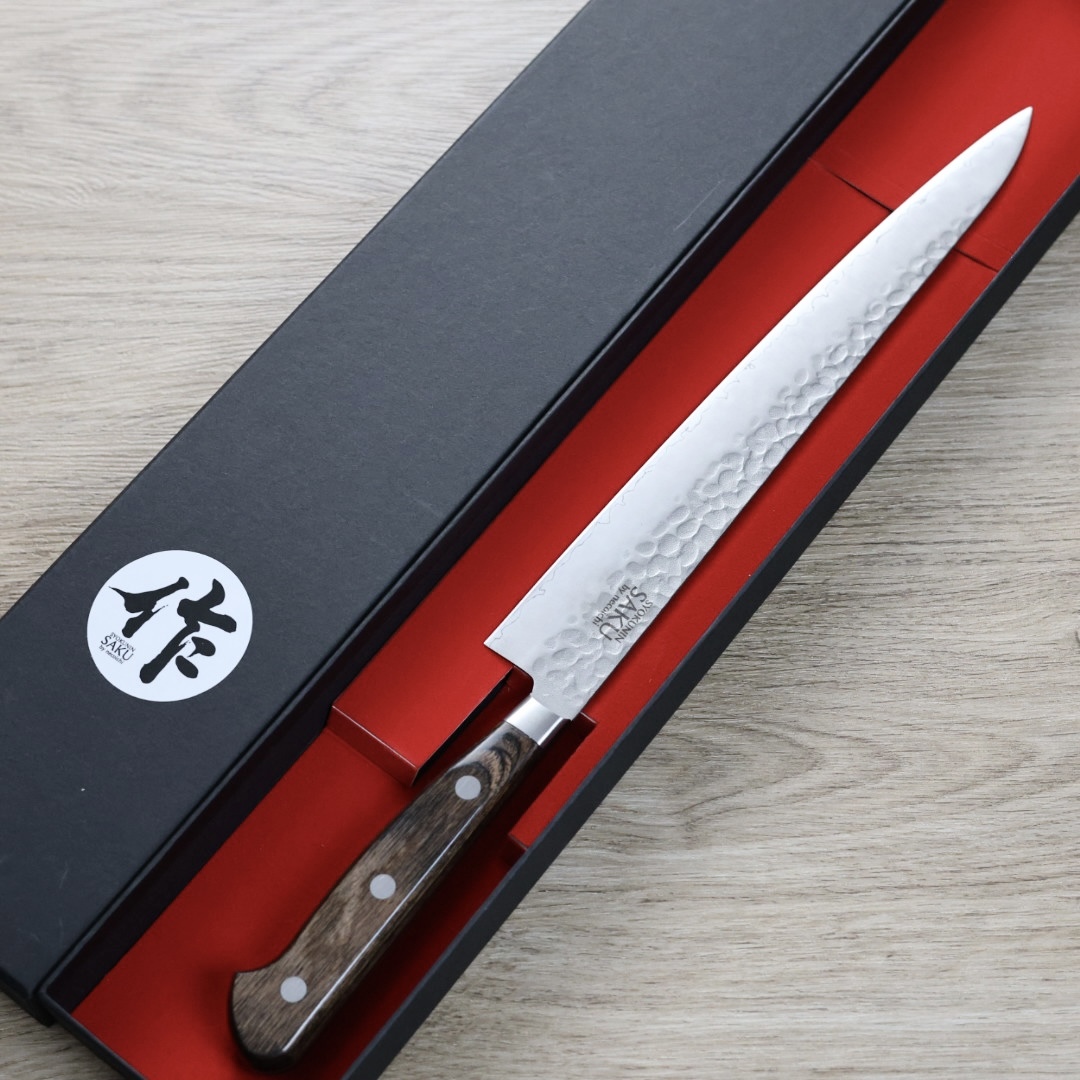 作SAKU 壱 筋引 240mm AUS8鋼 鎚目