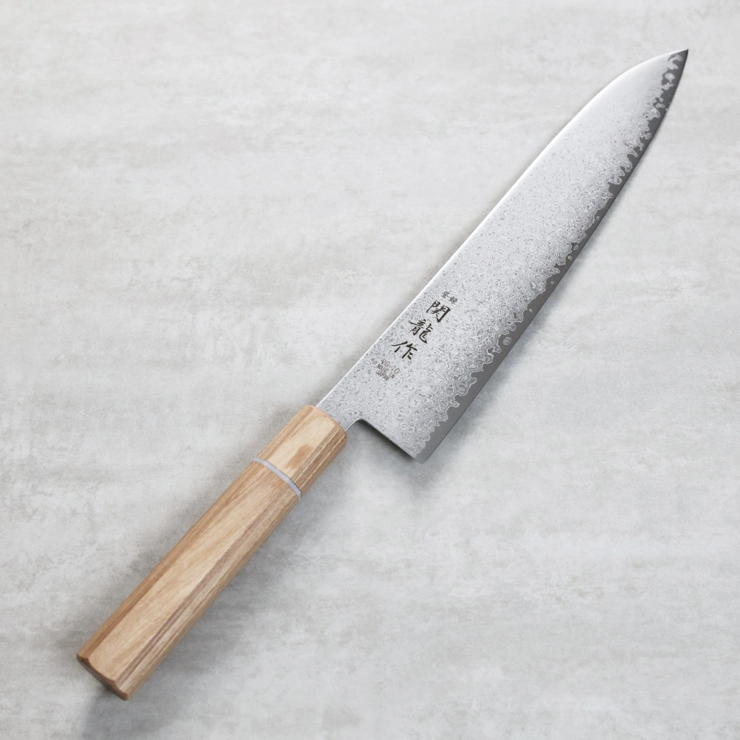 関龍作 牛刀 240mm VG10鋼 33層大馬士革 和柄
