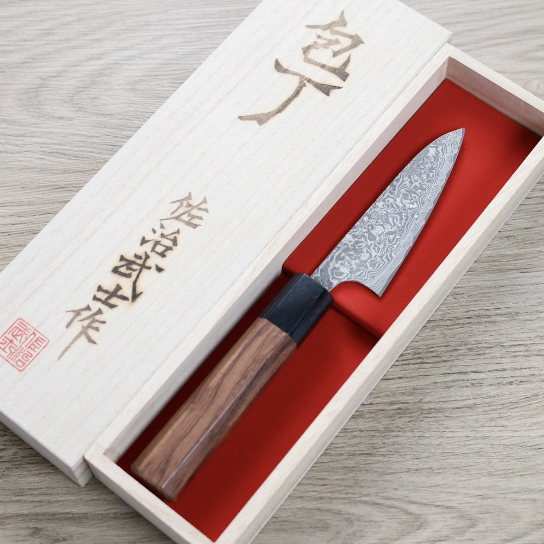 佐治武士 蔬果刀 90mm SG2鋼 黑染大馬士革