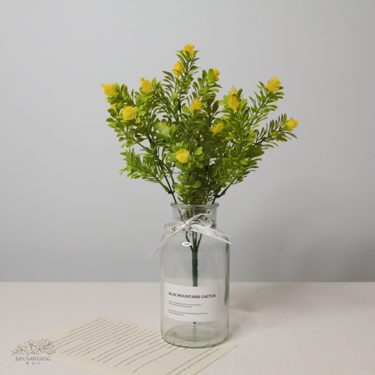 人造花 5頭35目米蘭楊梅噴色 黃